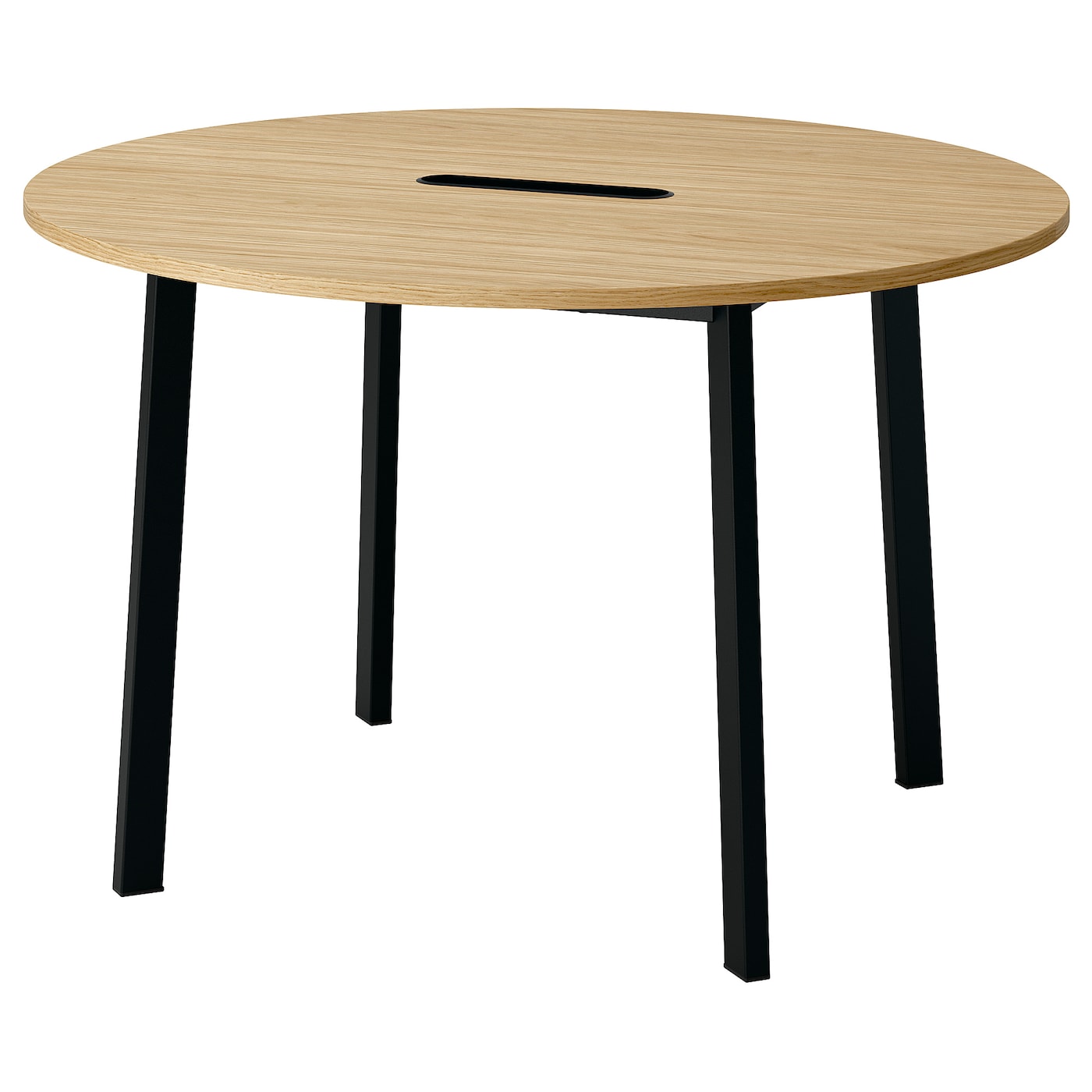 IKEA MITTZON stół konferencyjny, okrągły okl dęb/czarny, 120x75 cm