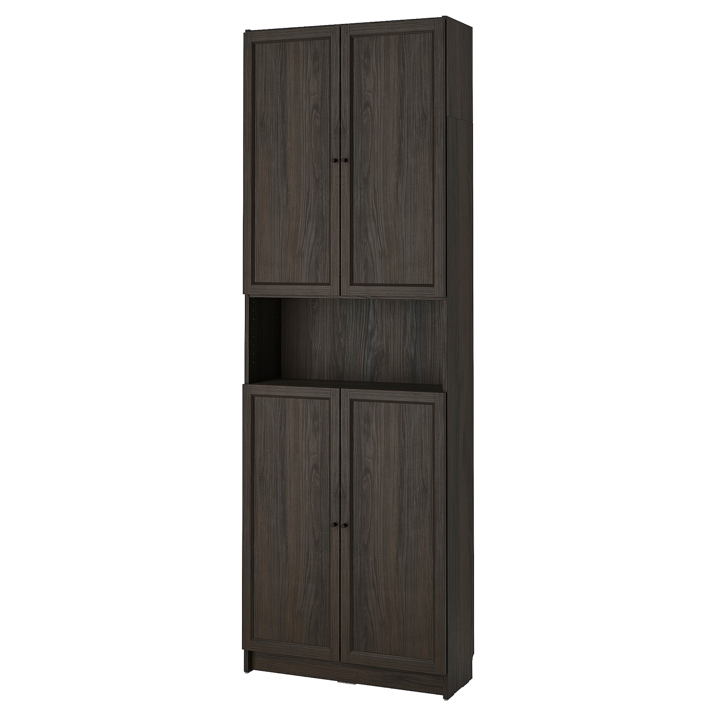 IKEA BILLY / OXBERG regał z drzwiami/nadstawką, ciemnobrązowy imit. dębu, 80x30x237 cm