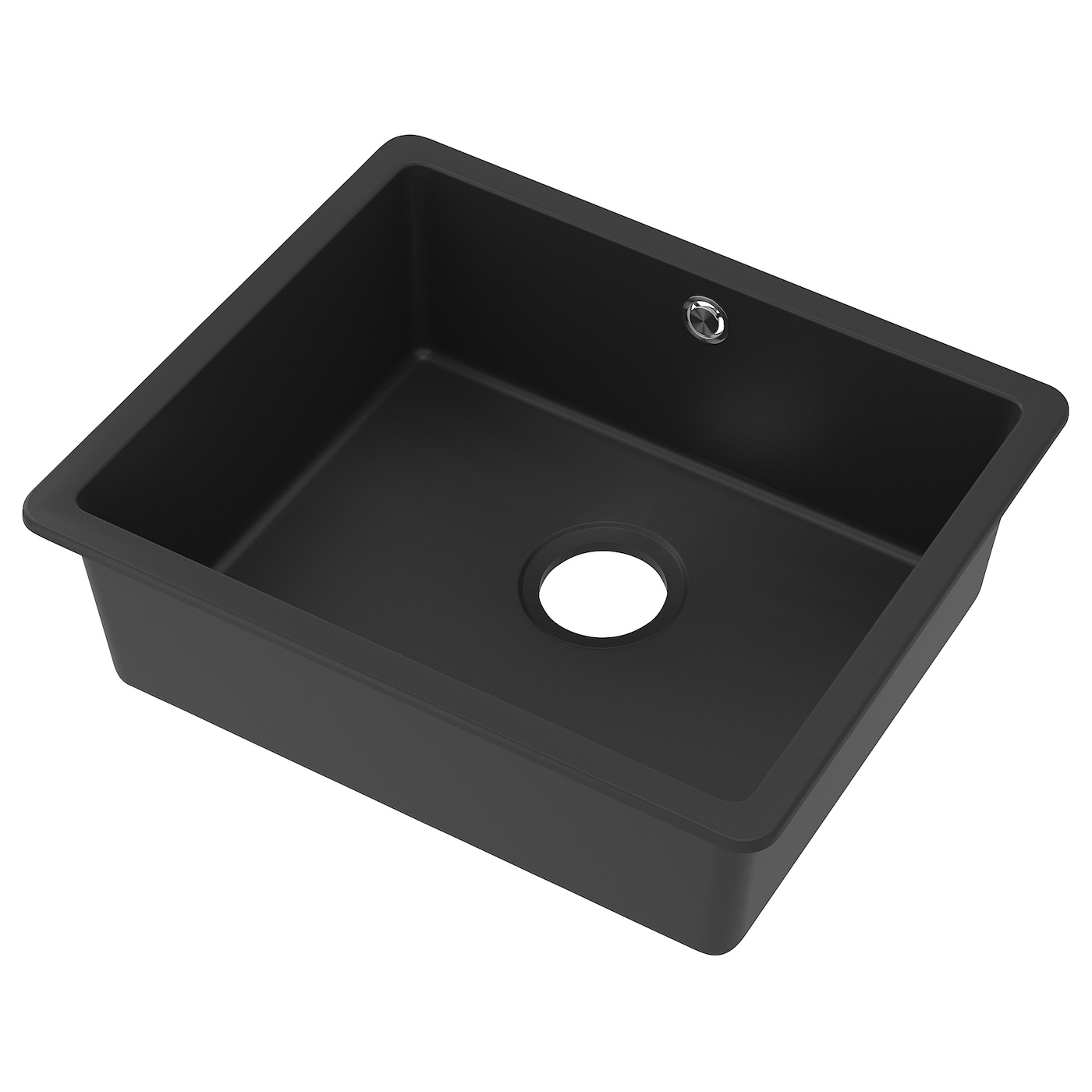 IKEA KILSVIKEN zlew wpuszczany, 1 komorowy, czarny kompozyt kwarcowy, 56x46 cm