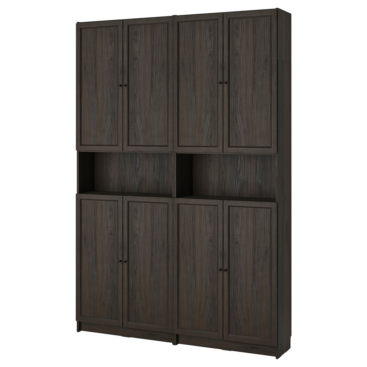 IKEA BILLY / OXBERG regał na książki z nadstawką/drzwi, ciemnobrązowy imit. dębu, 160x30x237 cm