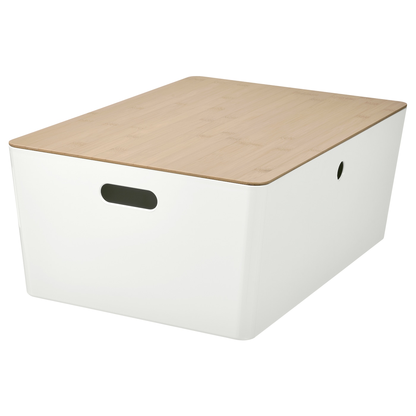 IKEA KUGGIS pojemnik z pokrywką, biały/bambus, 37x54x21 cm