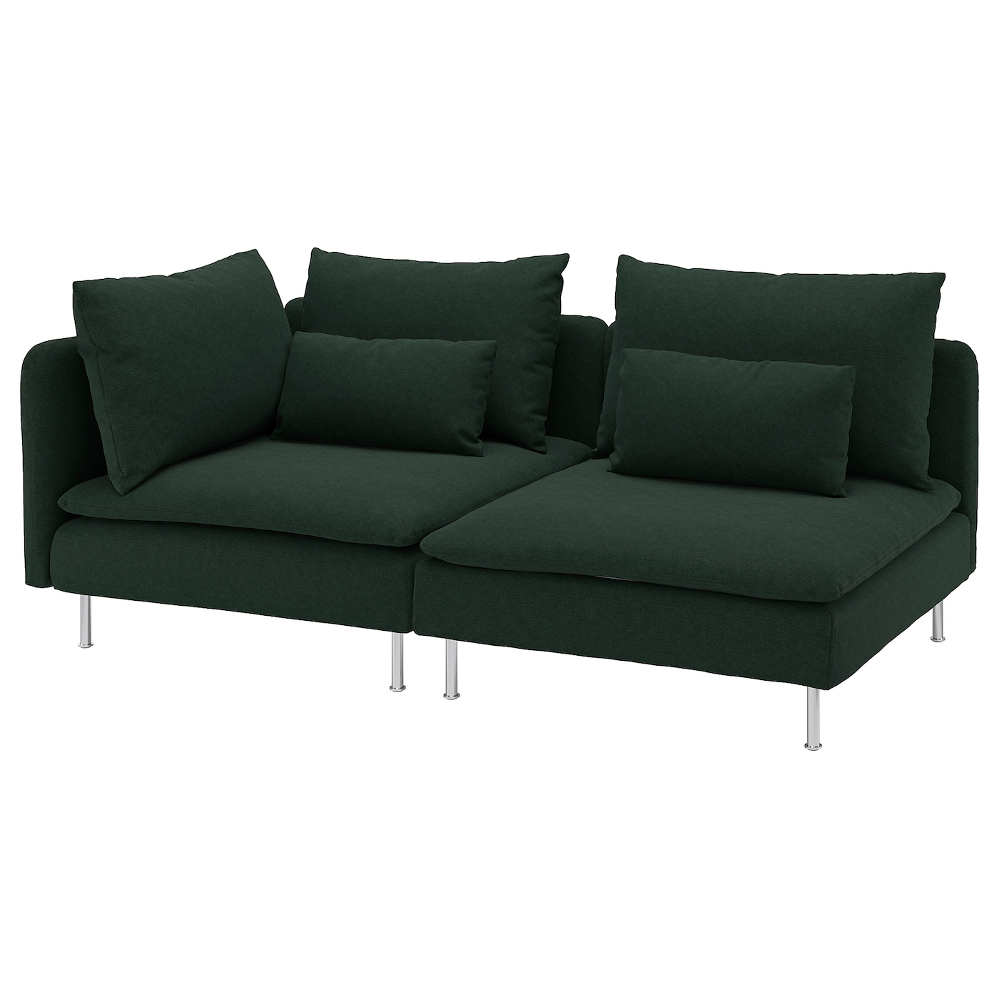 IKEA SÖDERHAMN sofa 3-osobowa, z otwartym końcem/Tallmyra ciemnozielony, Wysokość z poduchami oparcia: 83 cm