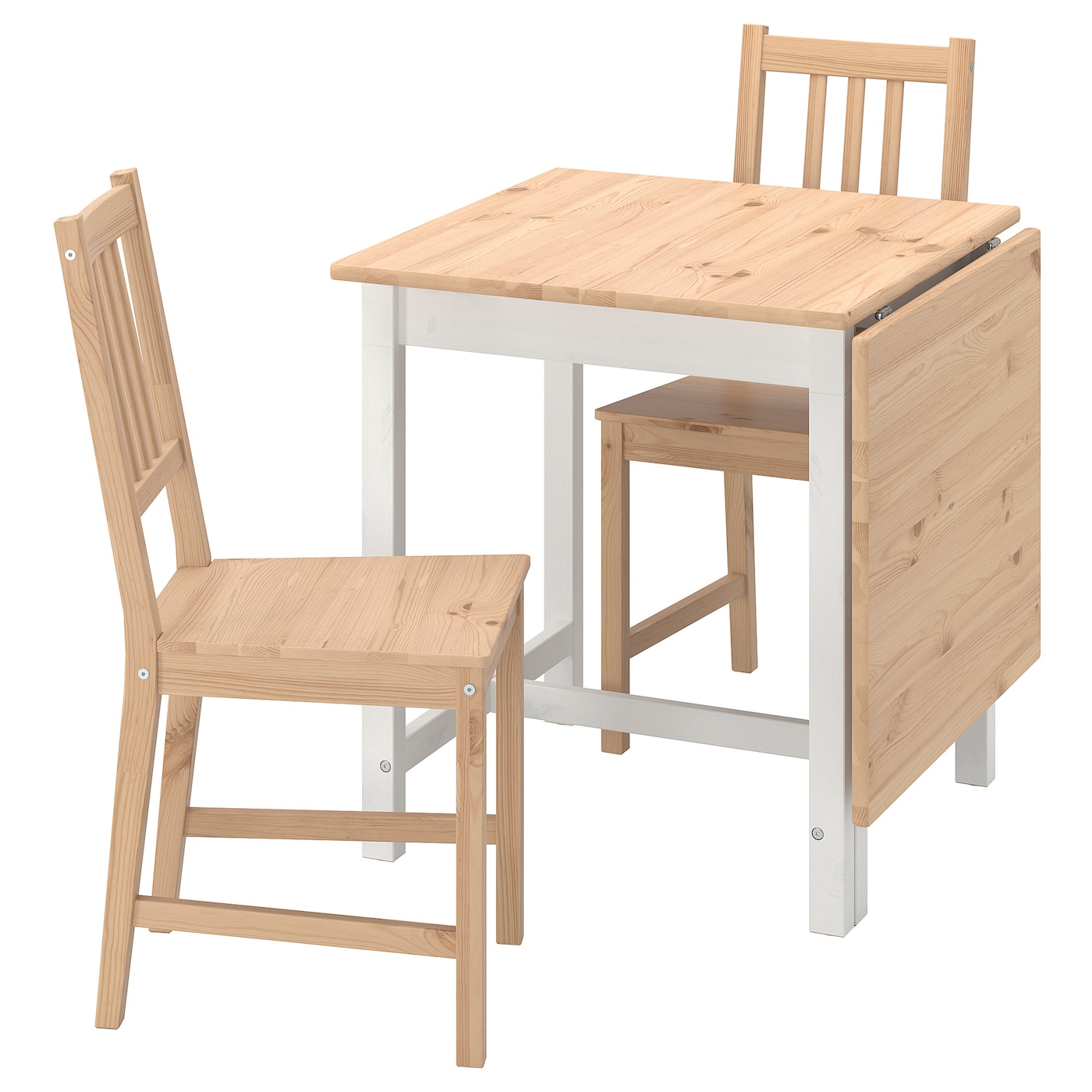 IKEA PINNTORP / PINNTORP stół i 2 krzesła, bejca jasnobrązowa biała bejca/bejca jasnobrązowa, 67/124 cm
