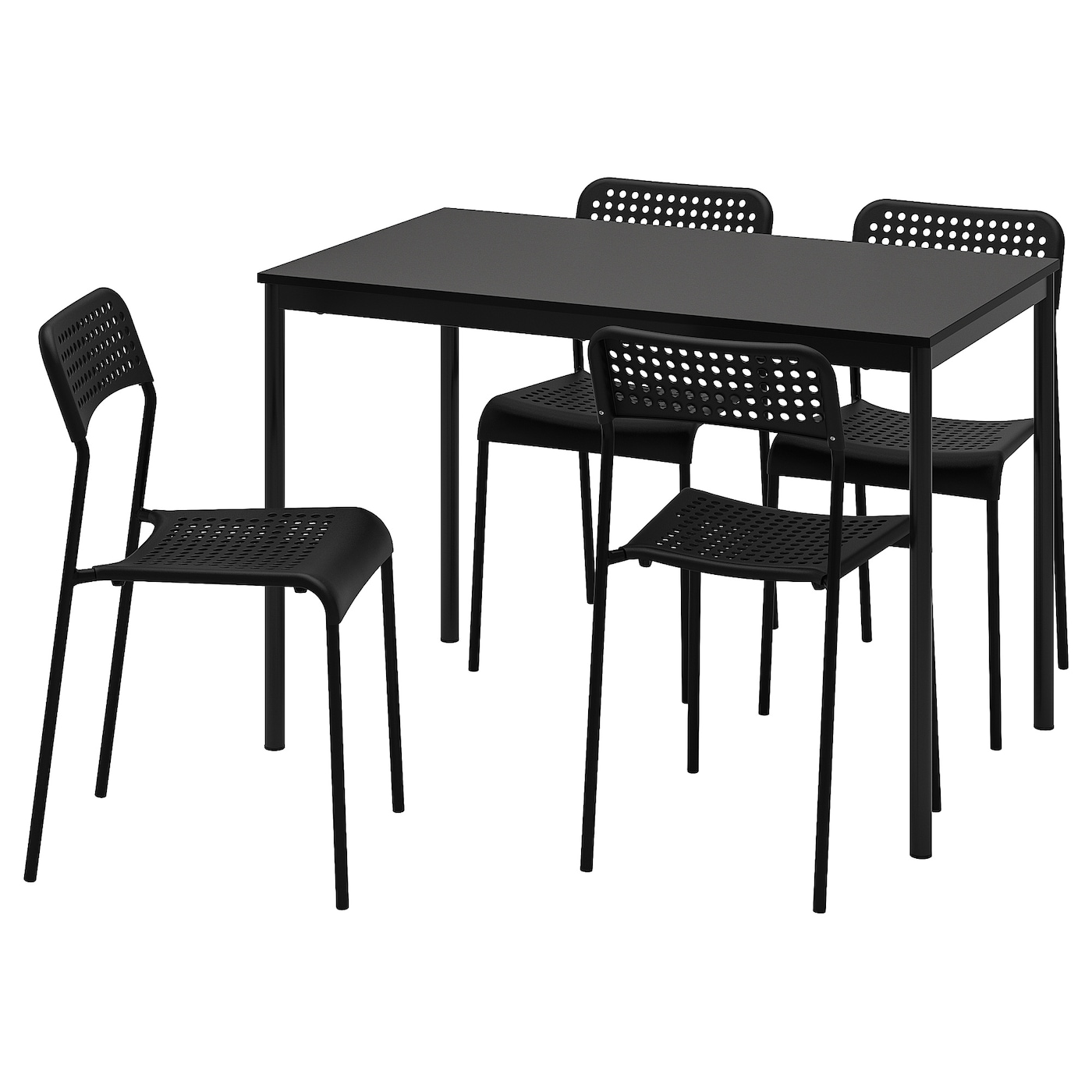 IKEA SANDSBERG / ADDE stół i 4 krzesła, czarny/czarny, 110x67 cm