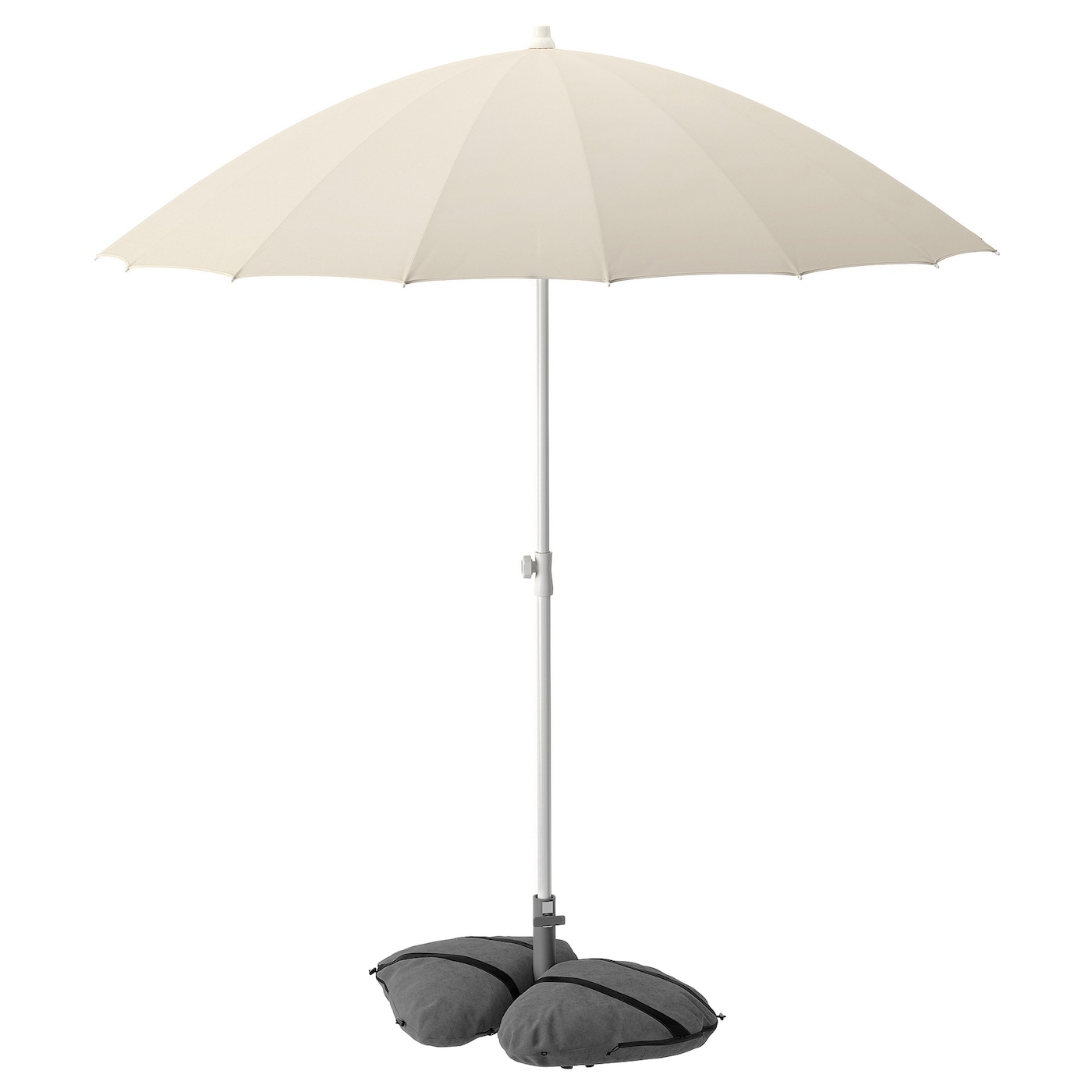 IKEA SAMSÖ / IGGÖN parasol z podstawą, z nachyleniem beżowy/ciemnoszary, 200 cm