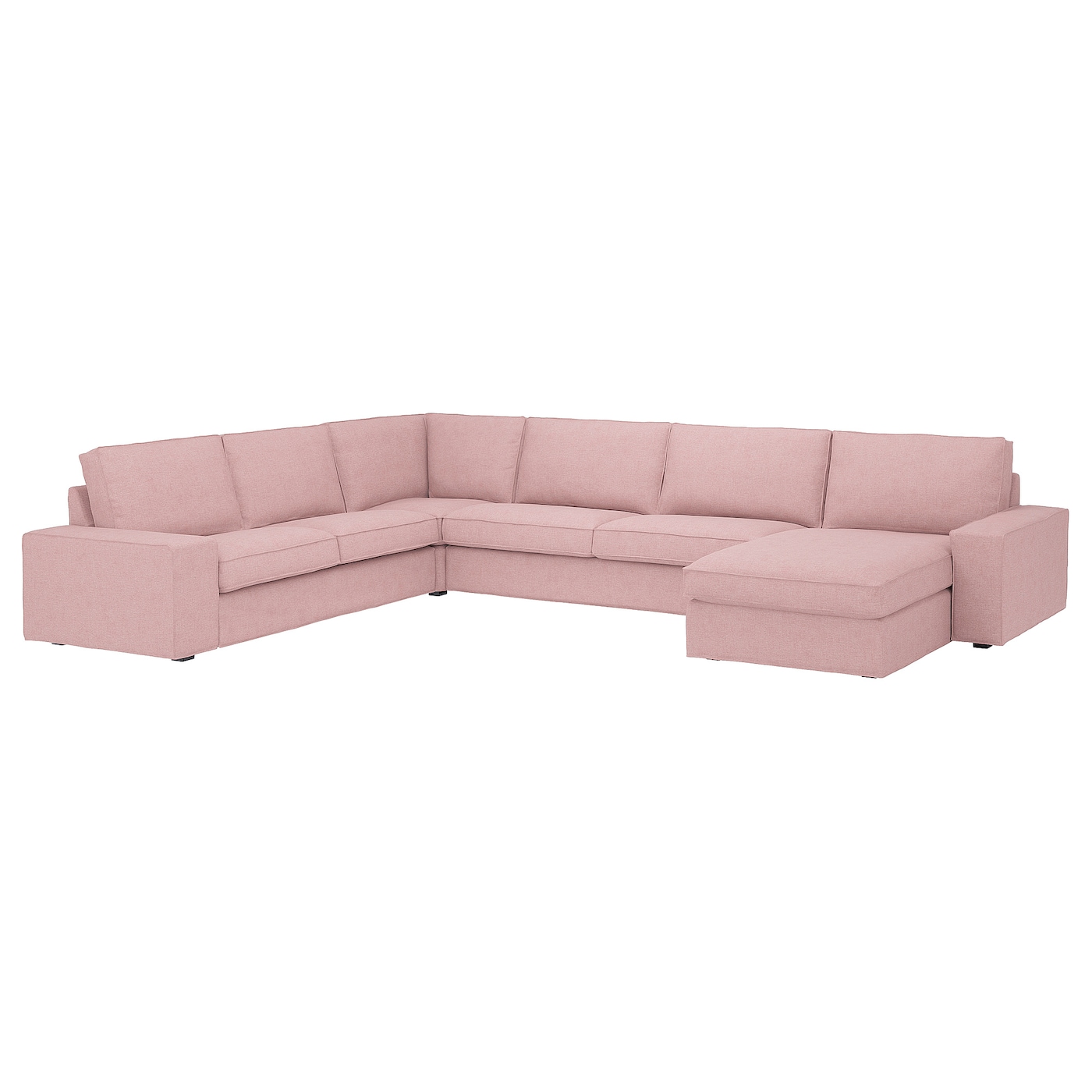 IKEA KIVIK sofa narożna 6-osobowa z szezl, Gunnared jasny różowy, Głębokość: 95 cm