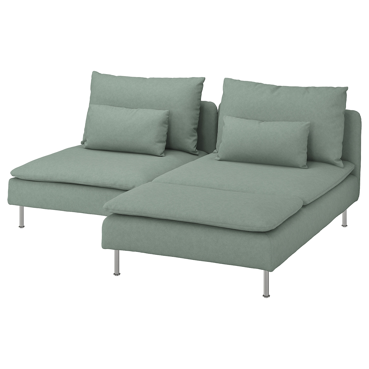 IKEA SÖDERHAMN Sofa 2-os. z leżanką, Tallmyra jasnozielony, Wysokość z poduchami oparcia: 83 cm