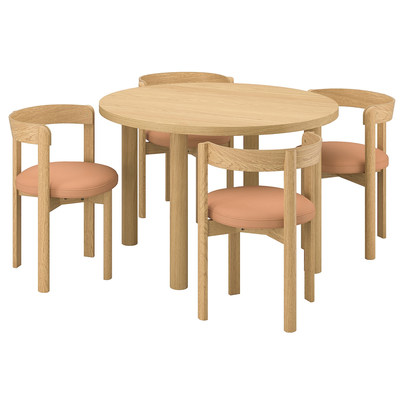 IKEA STOCKHOLM 2025 / STOCKHOLM 2025 stół i 4 krzesła, okl dęb/dąb skóra, 115 cm