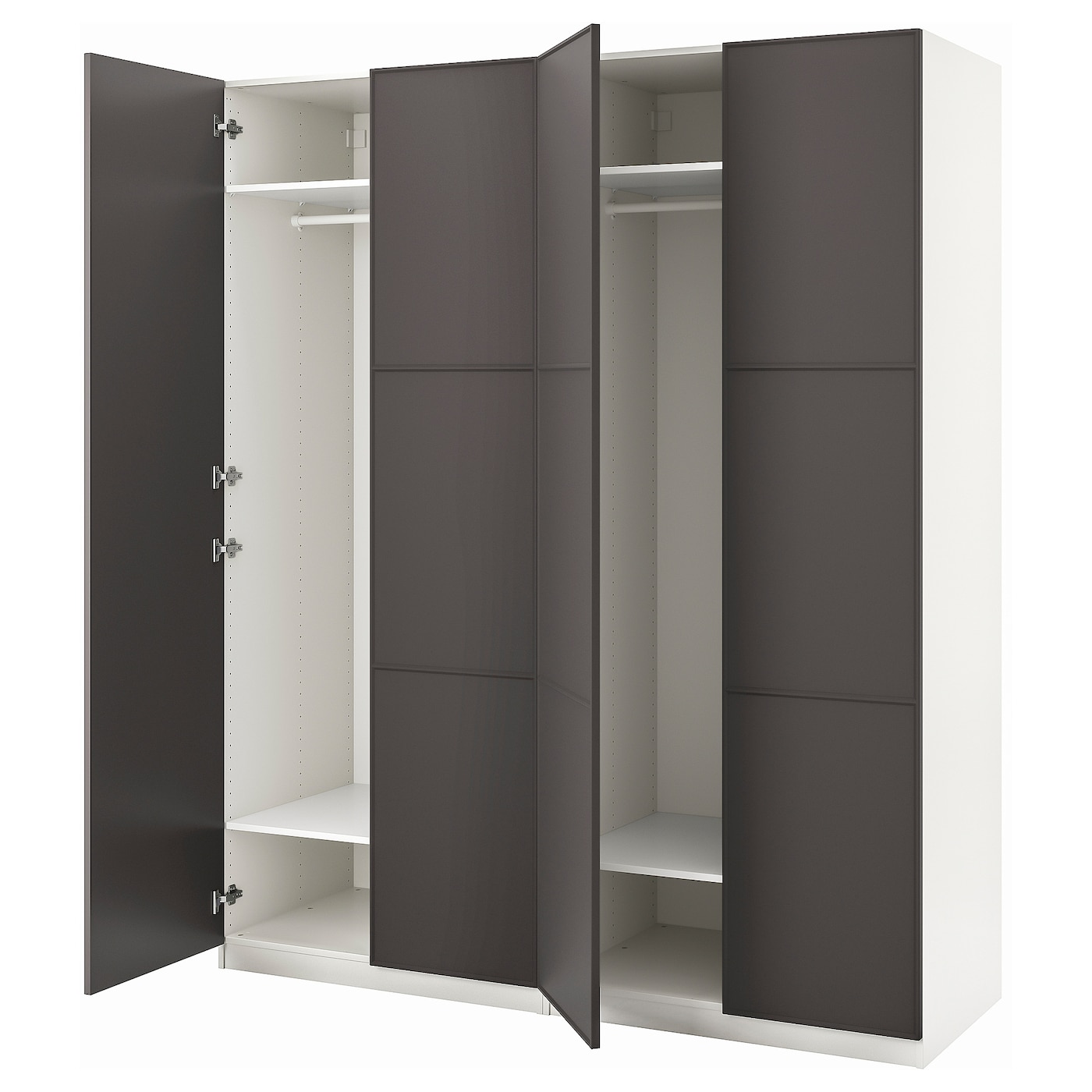 IKEA PAX / MERÅKER szafa, biały/ciemnoszary, 200x60x236 cm
