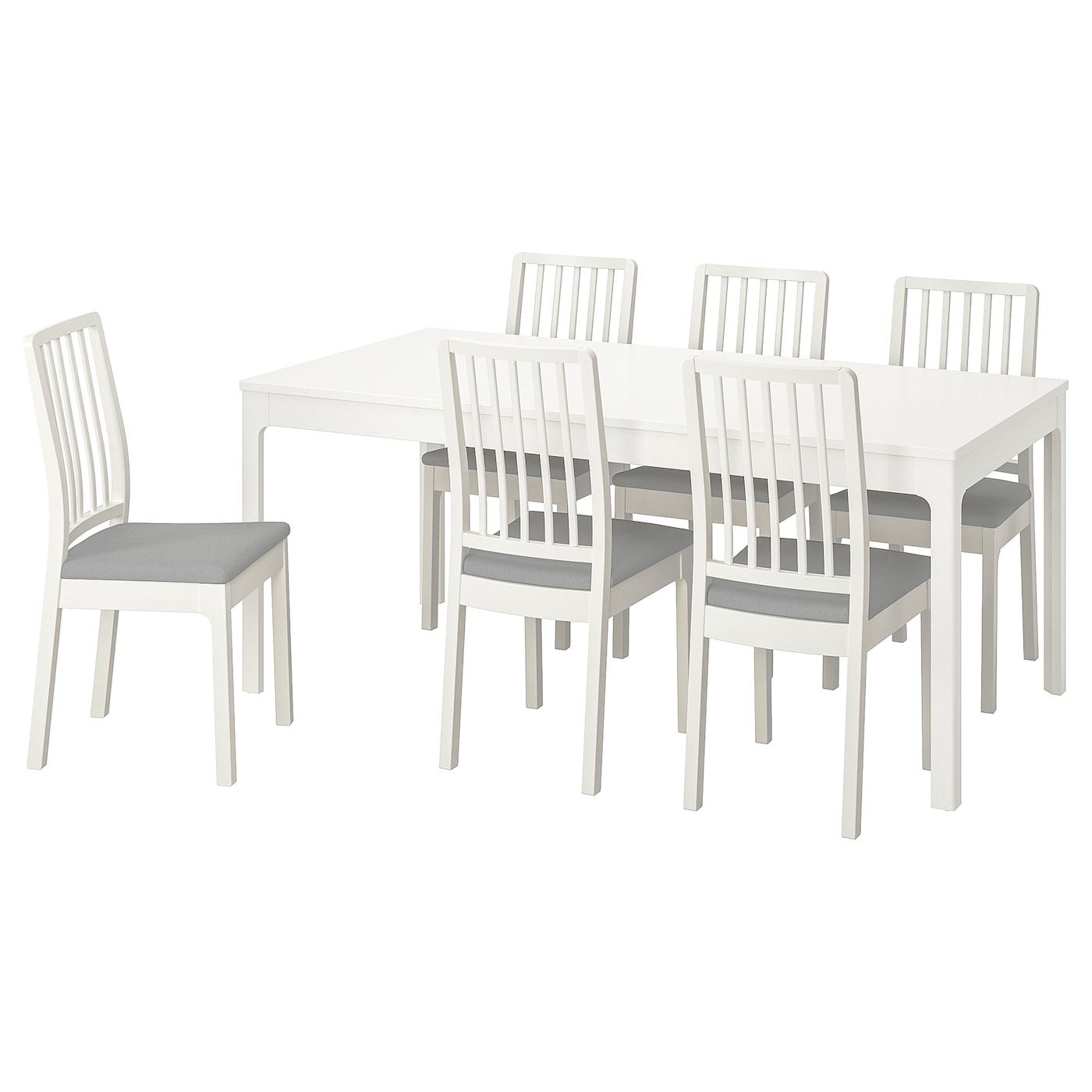 IKEA EKEDALEN / EKEDALEN stół i 6 krzeseł, biały/Orrsta jasnoszary, 180/240 cm