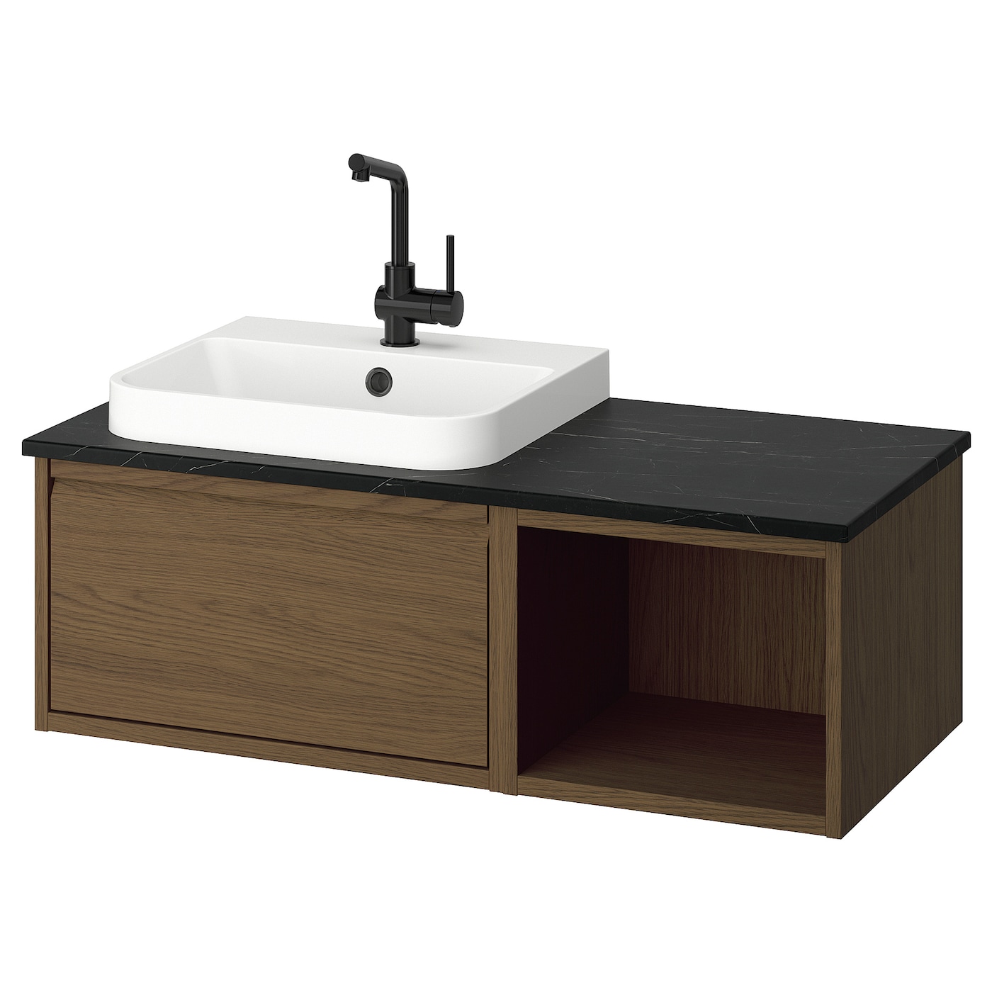 IKEA ÄNGSJÖN / BACKSJÖN szafka pod umyw/umywalka/bateria, brązowy imit. dębu, 102x49x41 cm