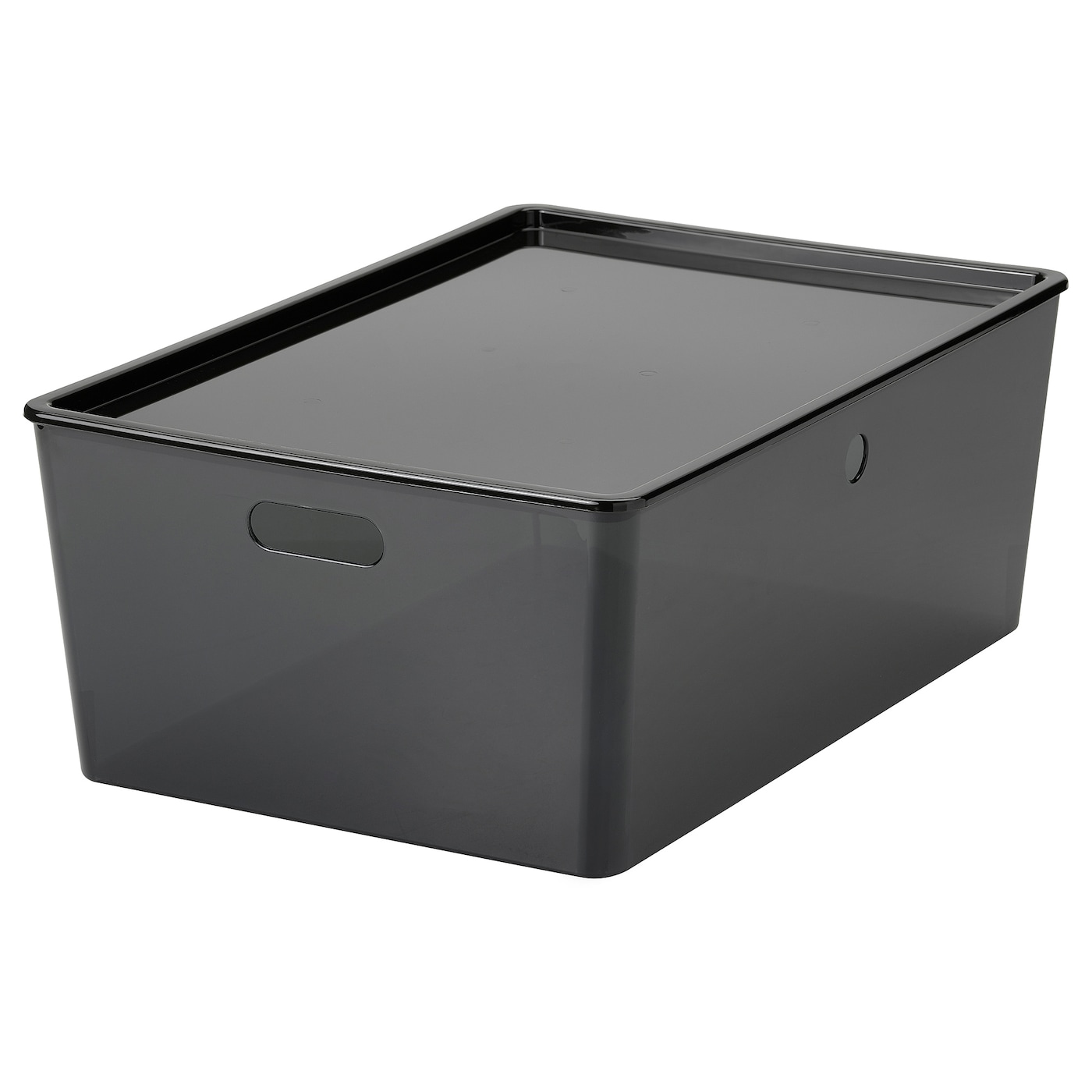 IKEA KUGGIS pojemnik z pokrywką, przezroczysty czarny, 37x54x21 cm
