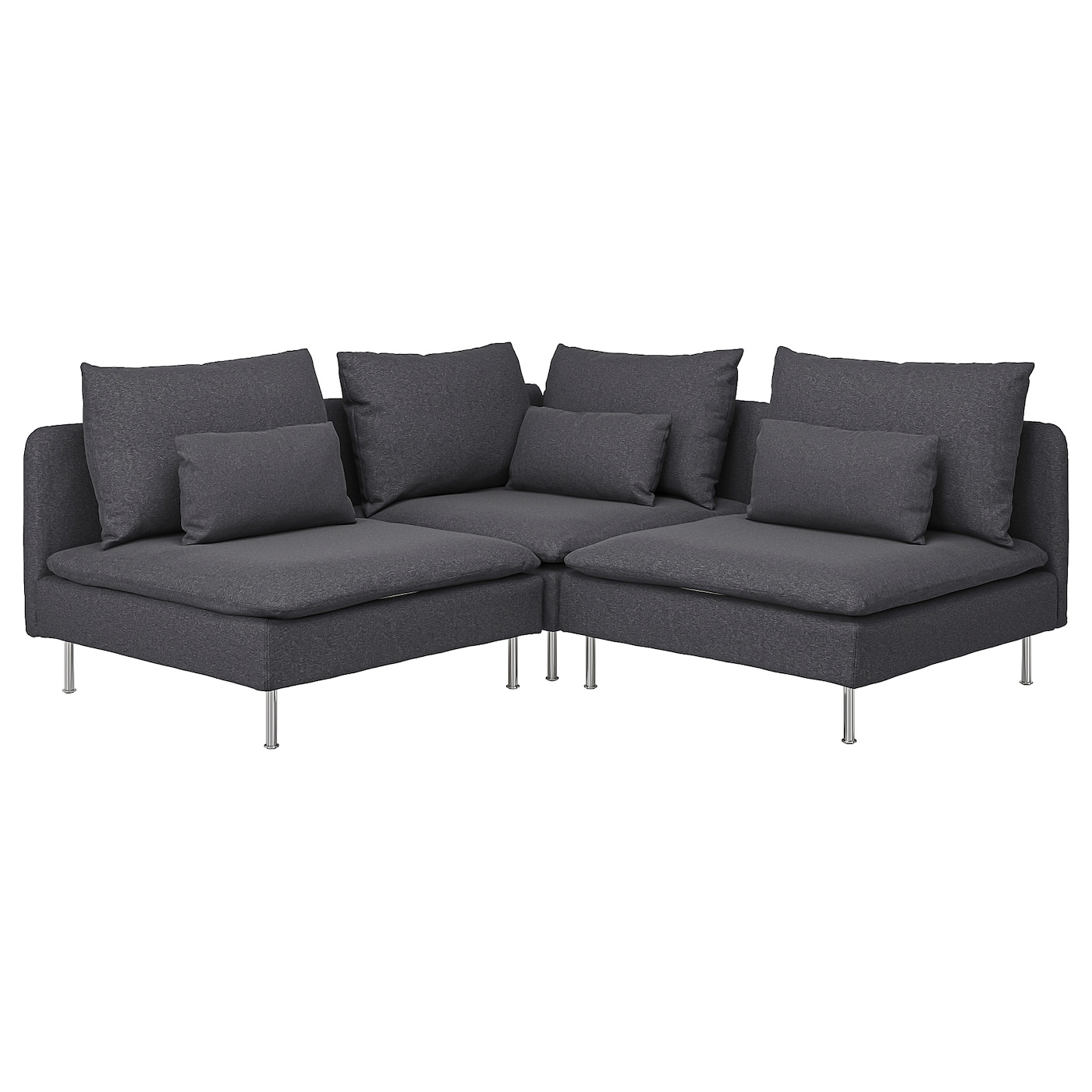 IKEA SÖDERHAMN sofa narożna 3-osobowa, Gunnared średnioszary, Wysokość z poduchami oparcia: 83 cm