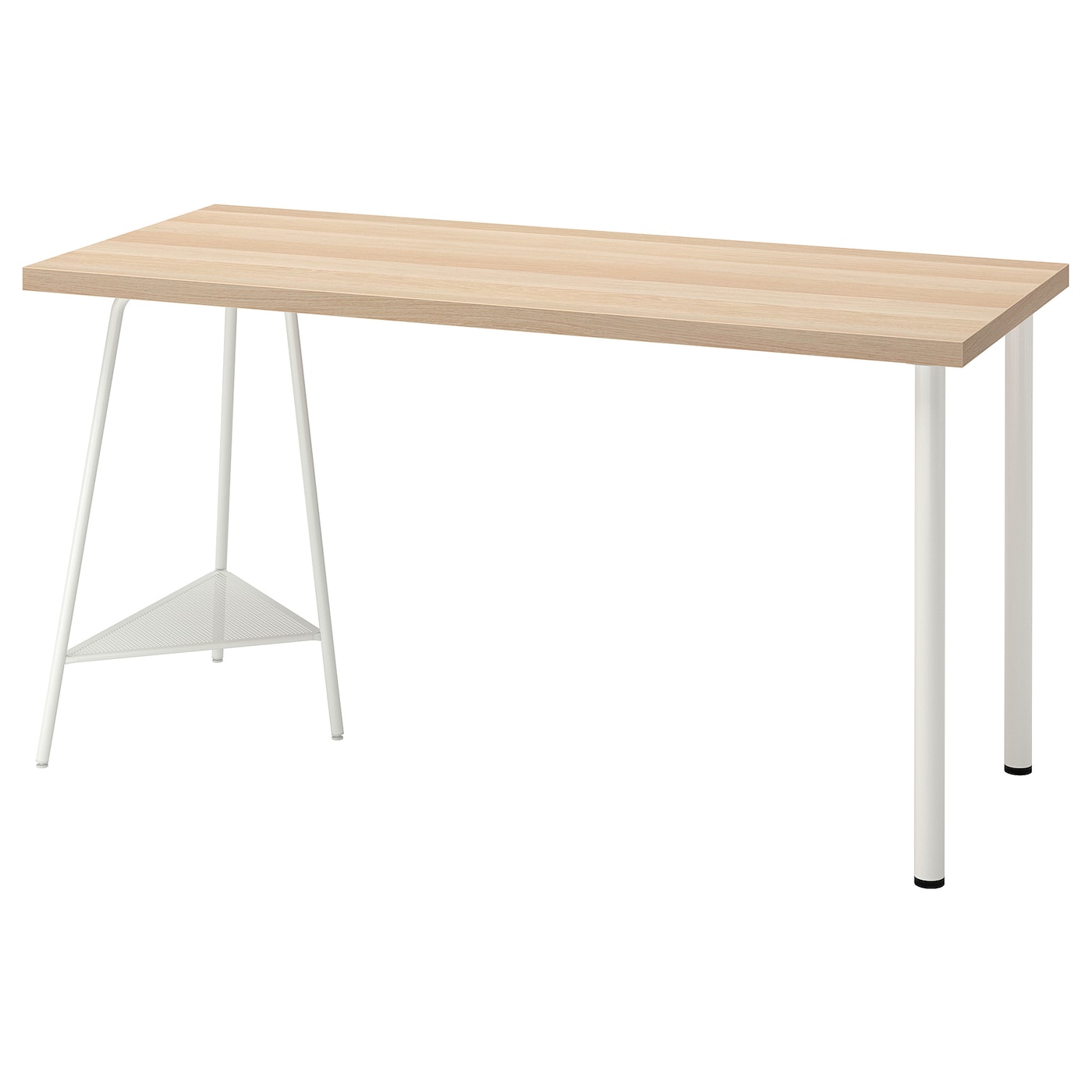 IKEA LAGKAPTEN / TILLSLAG biurko, imitacja dębu bejcowanego na biało/biały, 140x60 cm