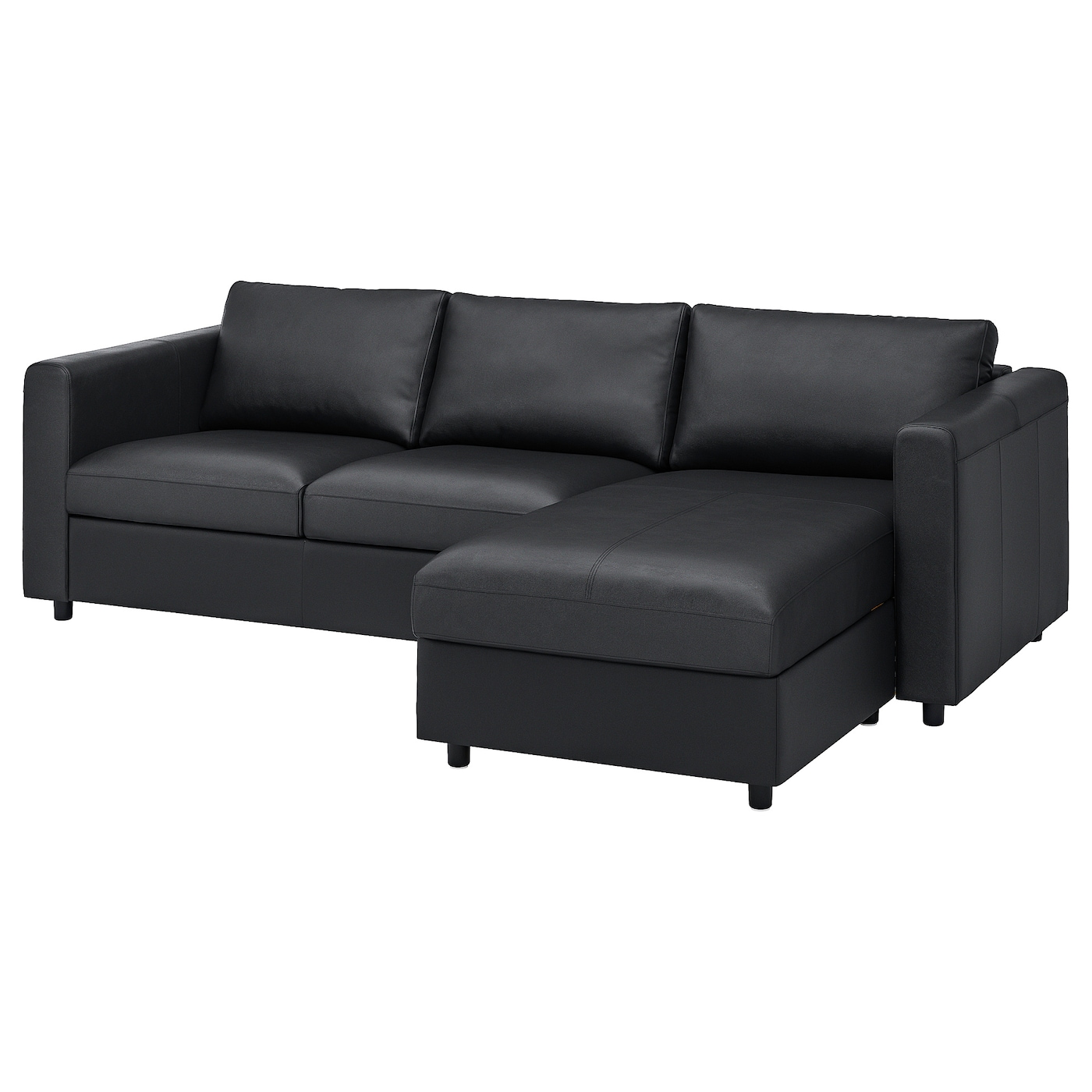IKEA VIMLE sofa 3-osobowa, z szezlongiem/Grann/Bomstad czarny, Wysokość z poduchami oparcia: 80 cm
