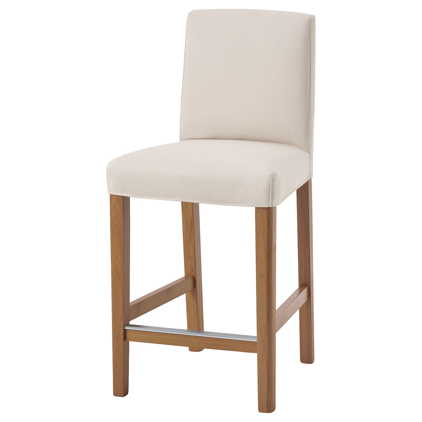 IKEA BERGMUND Stołek barowy z oparciem, imit. dębu/Hallarp beżowy, 62 cm