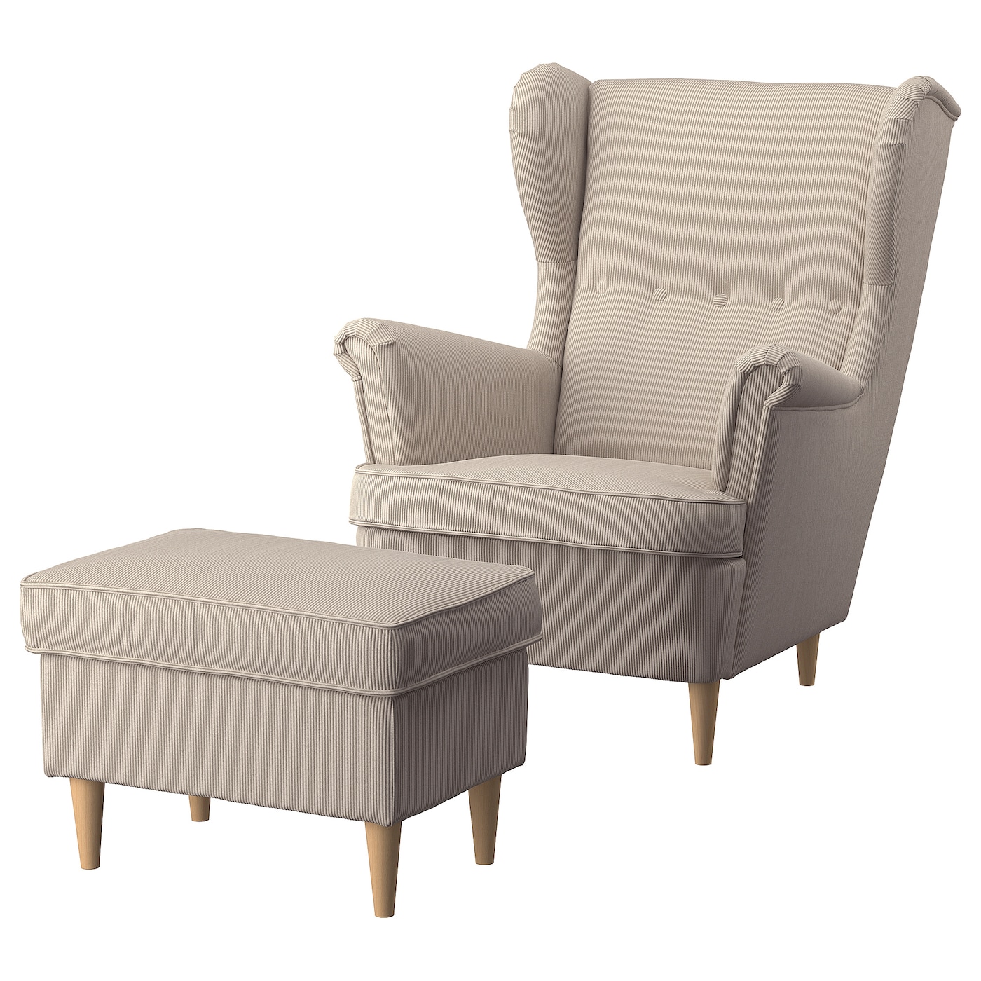 IKEA STRANDMON fotel/podnóżek, Kelinge beżowy
