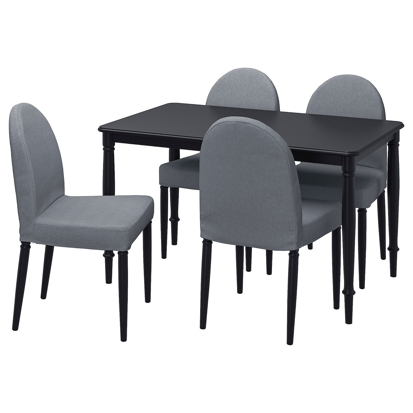 IKEA DANDERYD / DANDERYD stół i 4 krzesła, czarny/Vissle szary, 130 cm