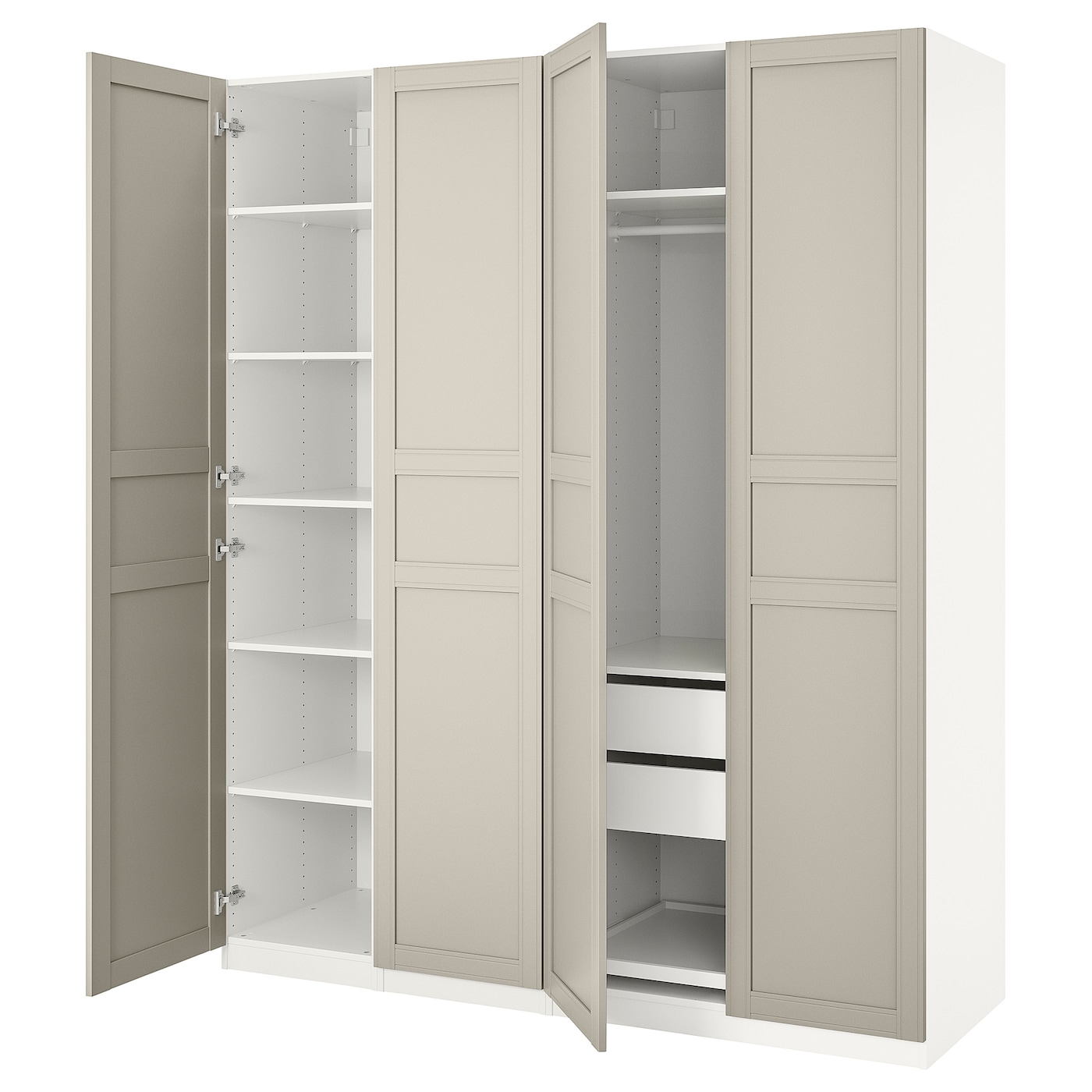 IKEA PAX / FLISBERGET szafa, biały/jasnobeżowy, 200x60x236 cm