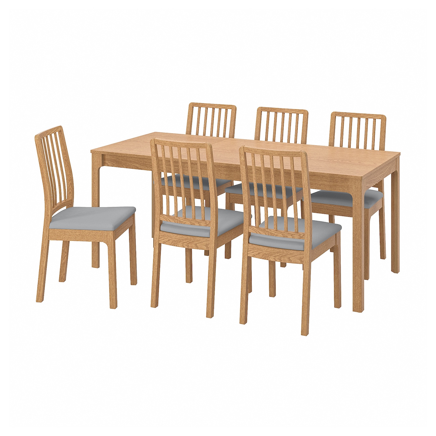 IKEA EKEDALEN / EKEDALEN stół i 6 krzeseł, dąb imit. dębu/Orrsta jasnoszary, 180/240 cm