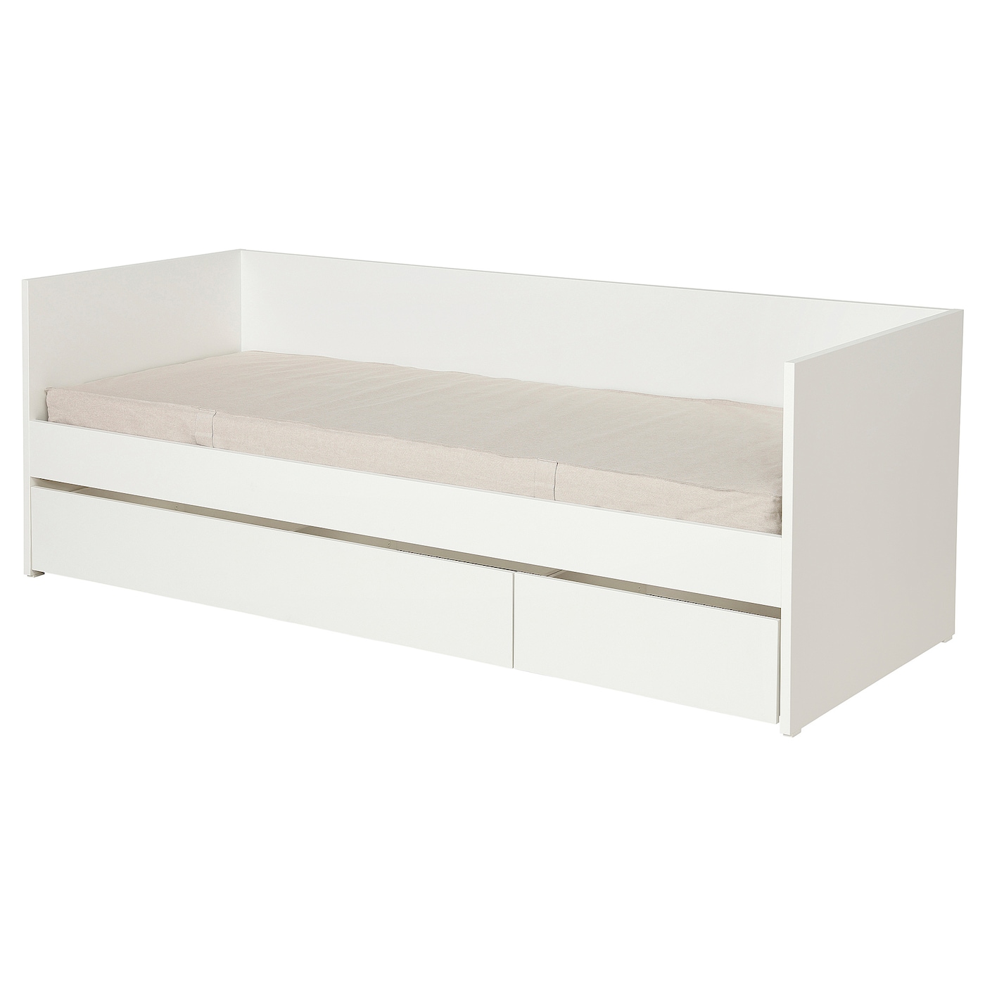 IKEA VIHALS leżanka z szufladami/1 materac, biały/Vannareid twardy, 80x200 cm