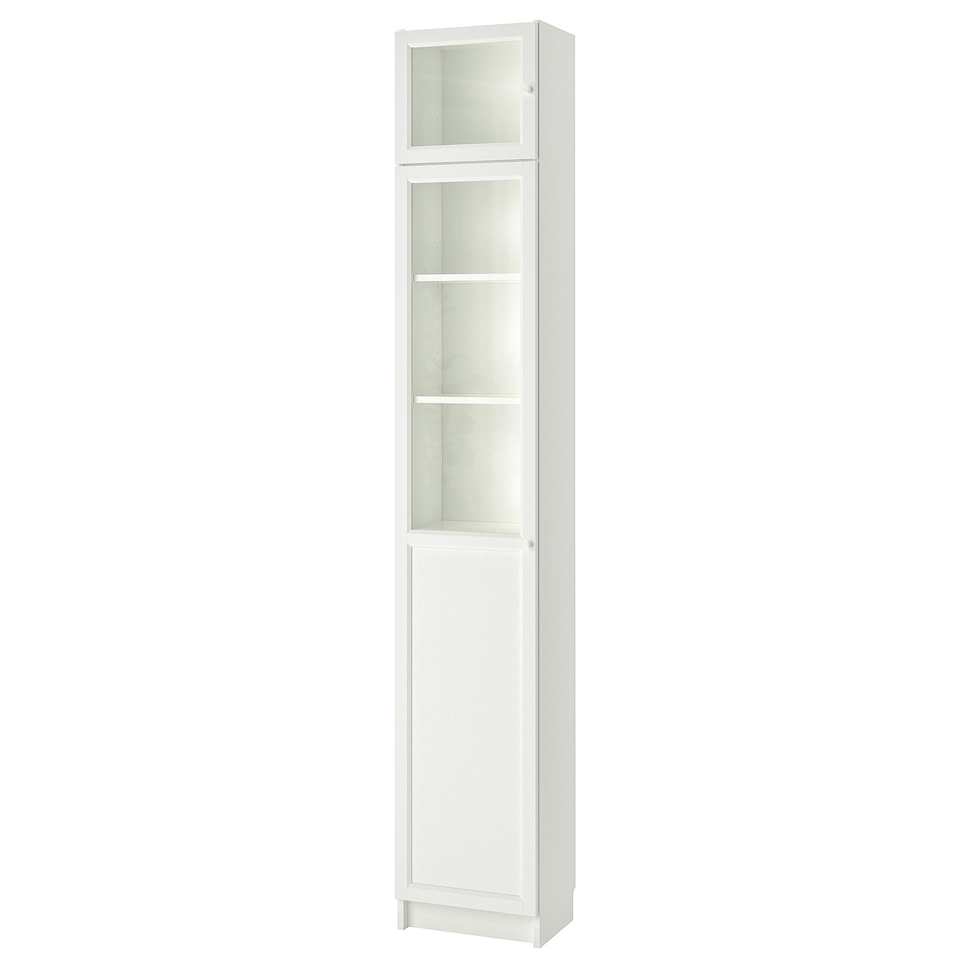 IKEA BILLY / OXBERG reg na książki z nadst/drz pan/szkl, biały/szkło, 40x30x237 cm
