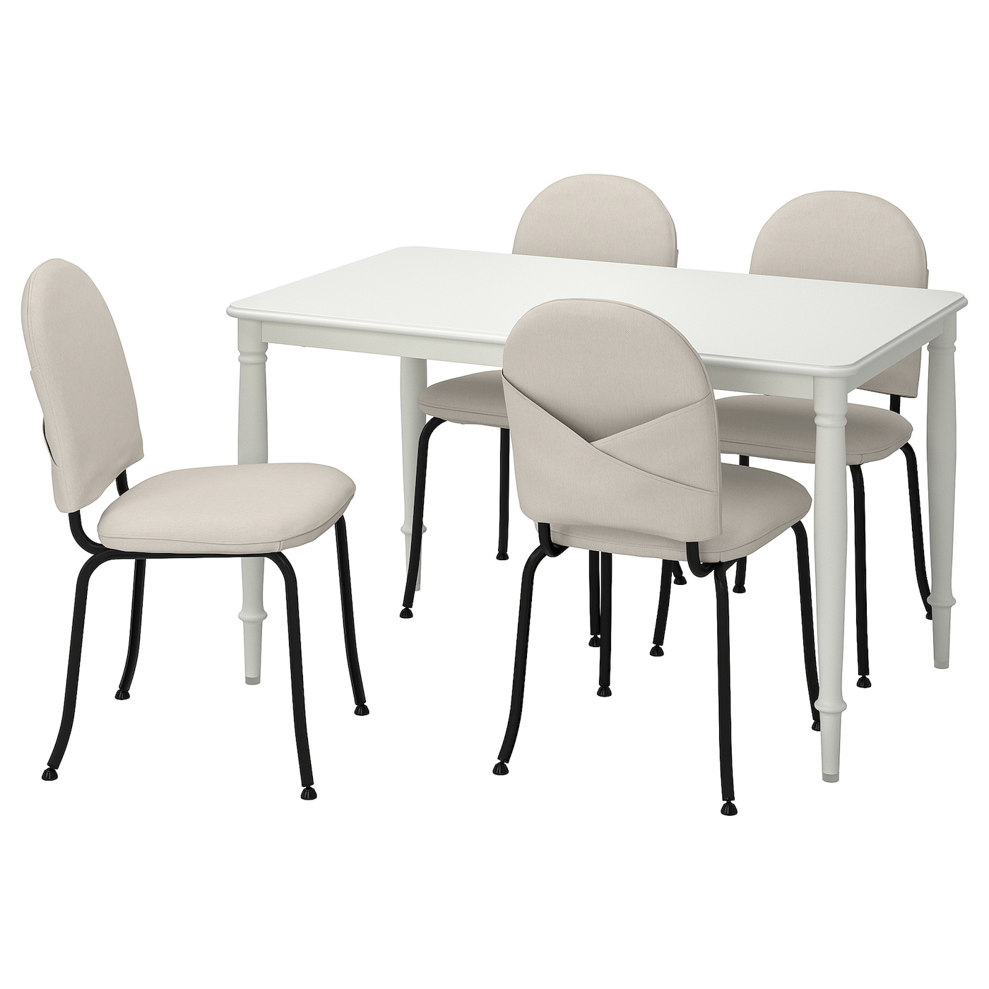 IKEA DANDERYD / EBBALYCKE stół i 4 krzesła, biały/Idekulla beżowy, 130 cm