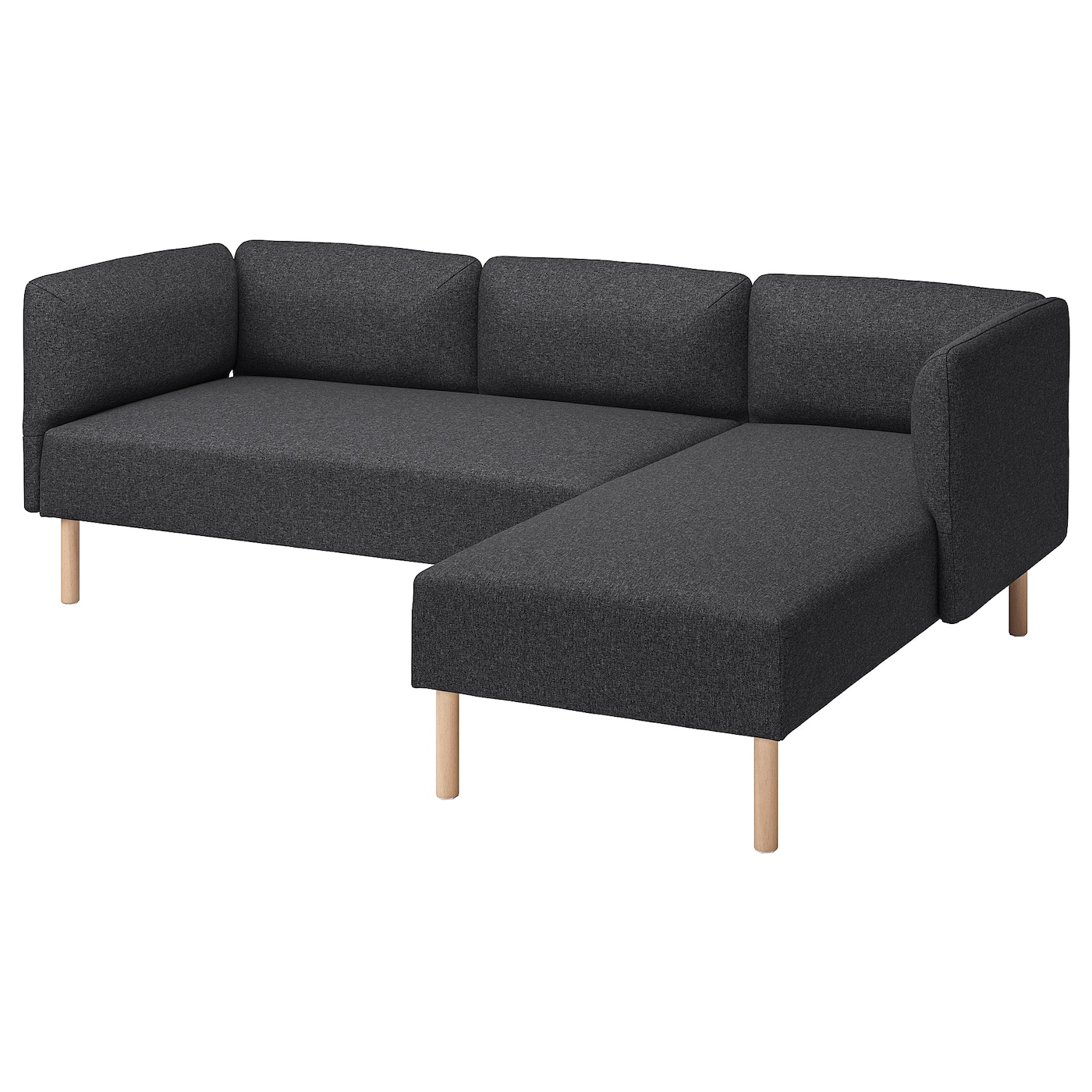 IKEA LILLEHEM 3-osob sofa modułowa z szezlongiem, Gunnared/ciemnoszary drewno, Szerokość: 224 cm