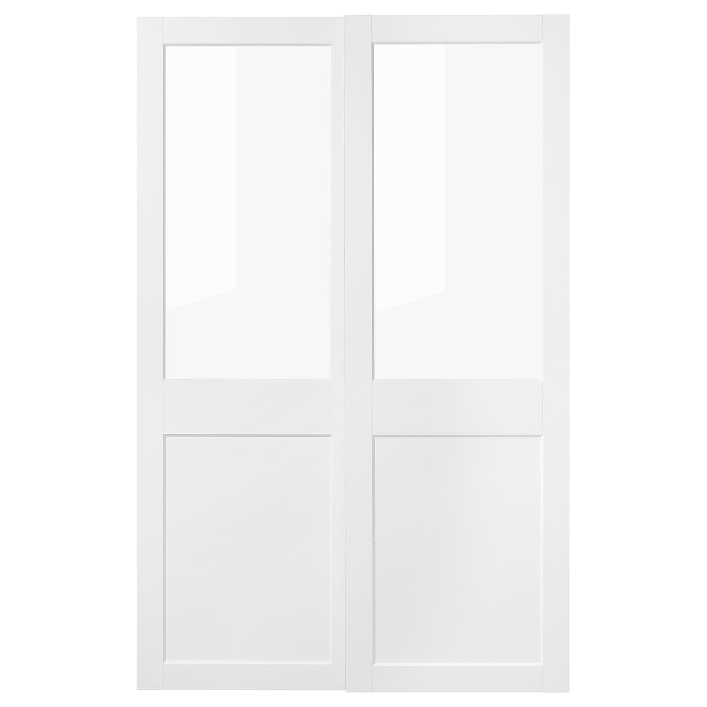 IKEA GRIMO Drzwi przesuwne, szkło/biały, 150x236 cm