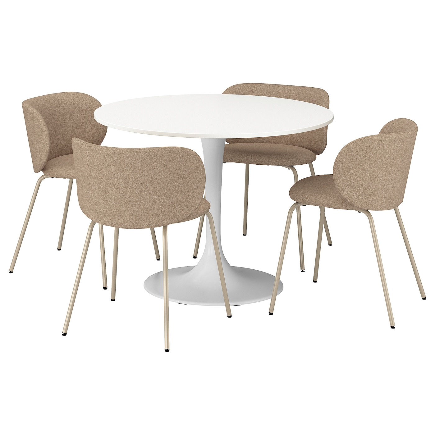 IKEA DOCKSTA / KRYLBO stół i 4 krzesła, biały biały/Tonerud ciemny beż, 103 cm