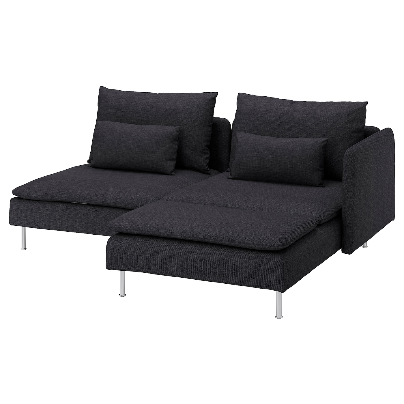 IKEA SÖDERHAMN sofa 2-osobowa, z szezlongiem z podłokietnikiem/Hillared antracyt, Wysokość z poduchami oparcia: 83 cm