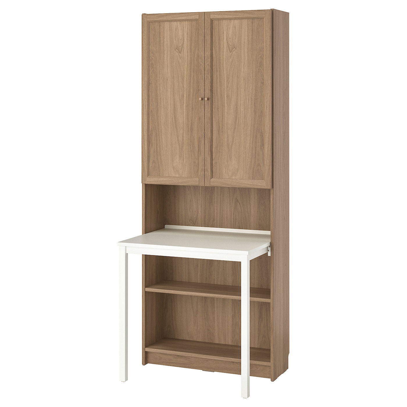 IKEA BILLY / OXBERG regał z biurkiem, imit. dębu/biały, 80x202 cm