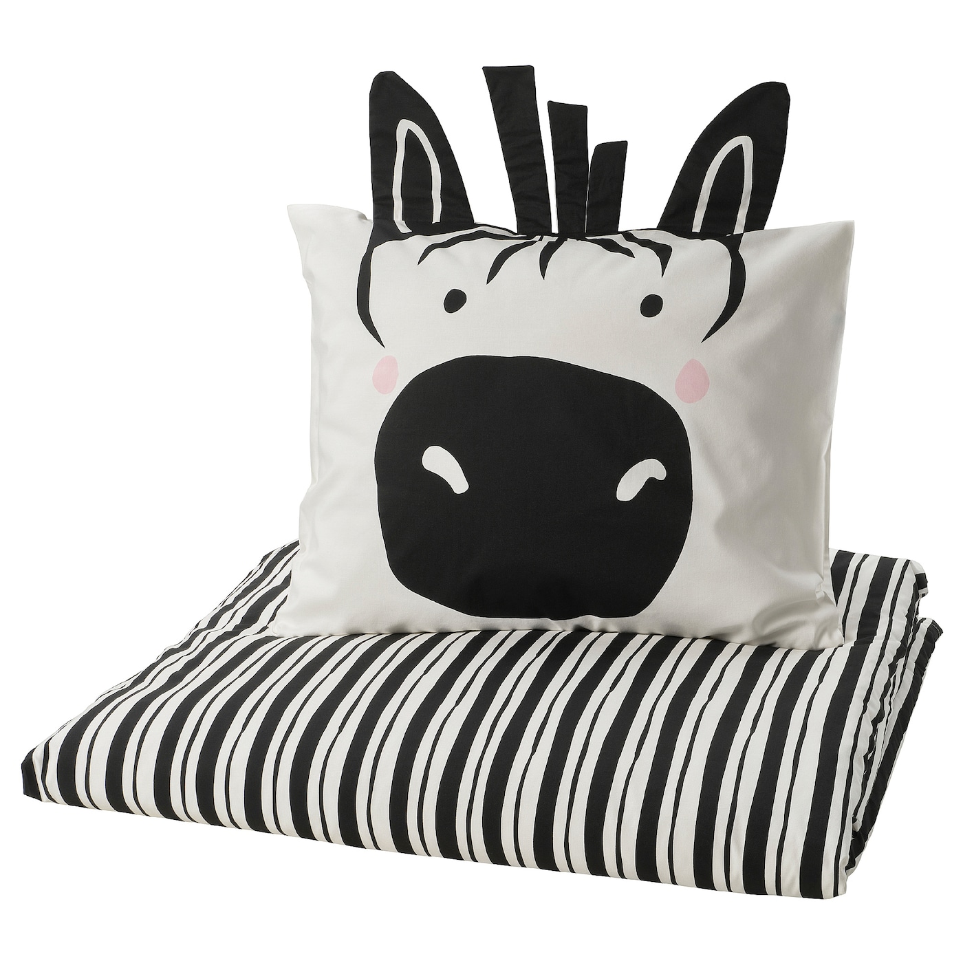 IKEA NATTHÄGER poszwa na kołdrę i poszewka, czarny biały/zebra, 150x200/50x60 cm
