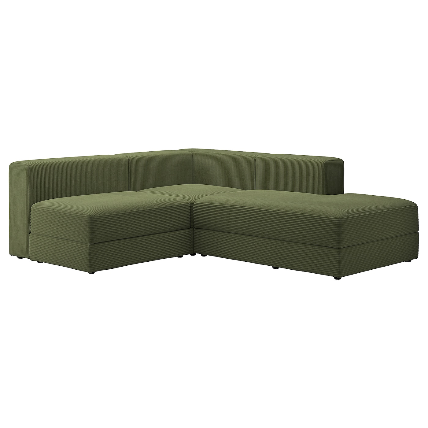 IKEA JÄTTEBO modułowa sofa naroż 2,5 os z szezl, prawy/Samsala ciemny żółto-zielony, Głębokość: 65 cm