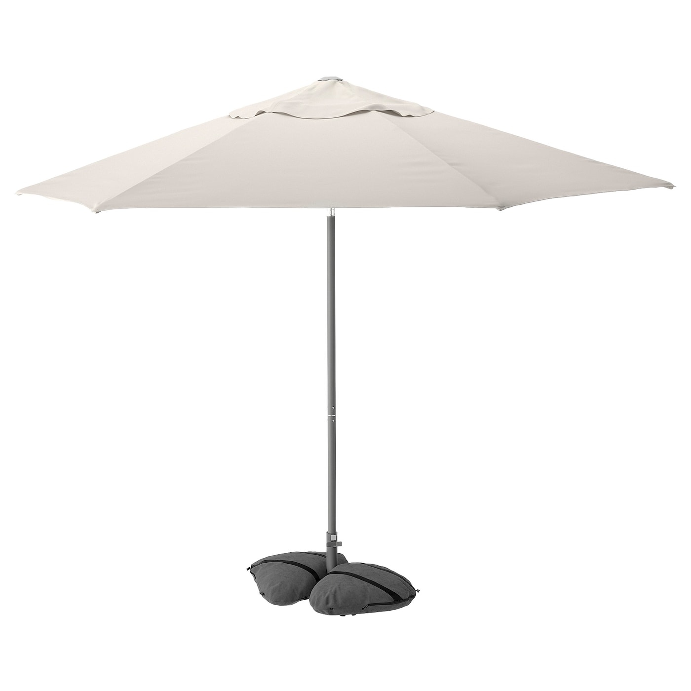 IKEA JOGGESÖ / IGGÖN parasol z podstawą, z nachyleniem jasny szarobeżowy/ciemnoszary, 300 cm