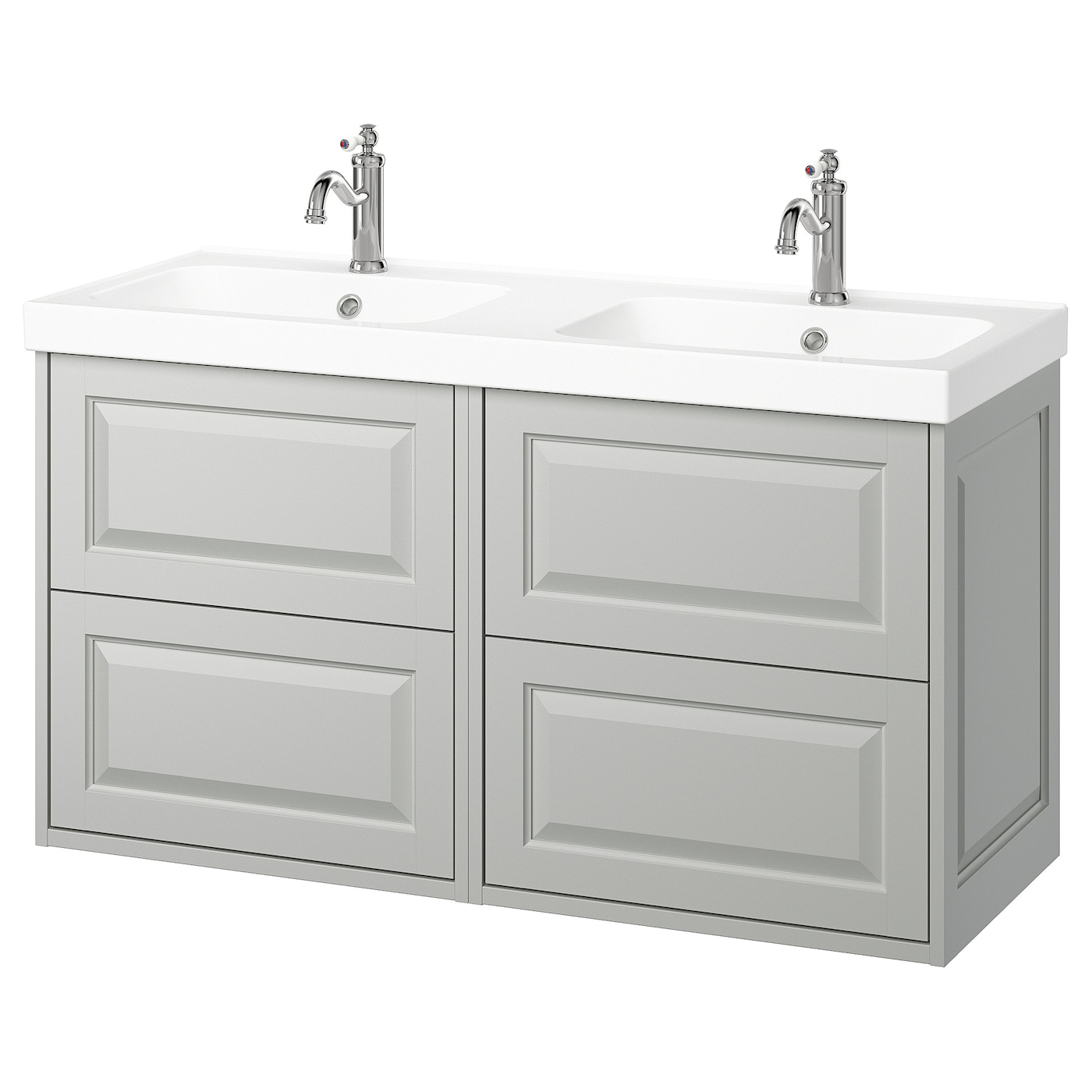 IKEA TÄNNFORSEN / ORRSJÖN szafka umywalkowa/umywalka/baterie, jasnoszary, 122x49x74 cm