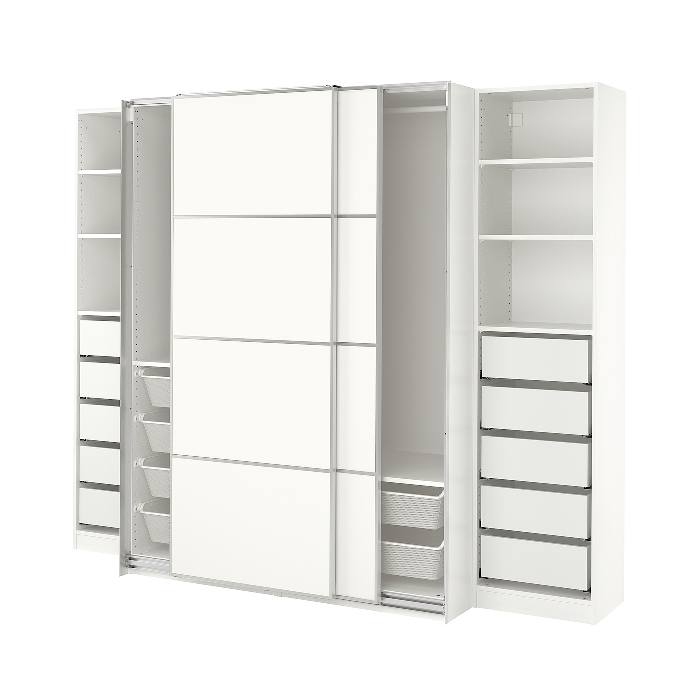 IKEA PAX / MEHAMN szafa, biały/2str biały, 250x66x201 cm
