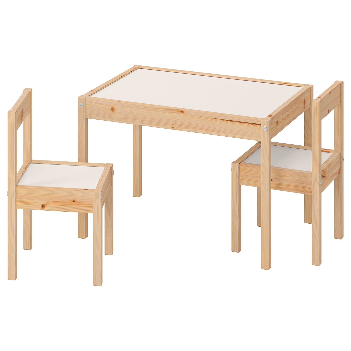 IKEA LÄTT stolik dziecięcy i 2 krzesła, biały/sosna, Długość stołu: 63 cm