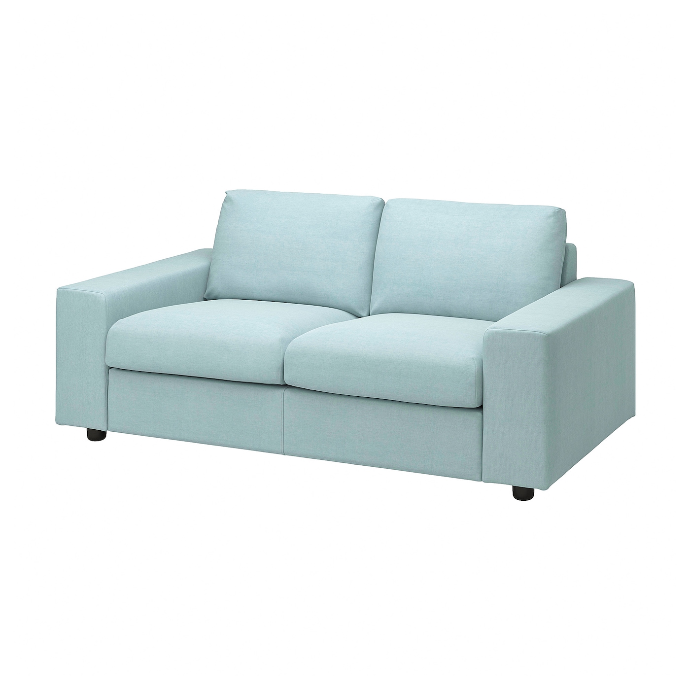 IKEA VIMLE sofa 2-osobowa, z szerokimi podłokietnikami/Saxemara jasnoniebieski, Wysokość z poduchami oparcia: 83 cm