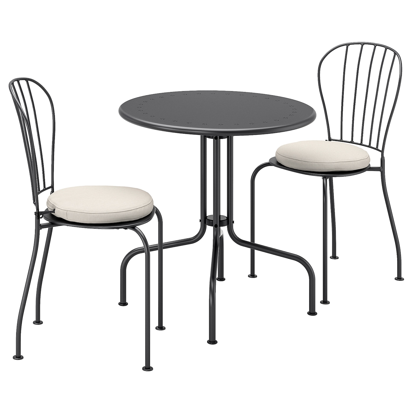 IKEA LÄCKÖ stół+2 krzesła, na zewnątrz, Läckö szary/Frösön/Duvholmen beżowy
