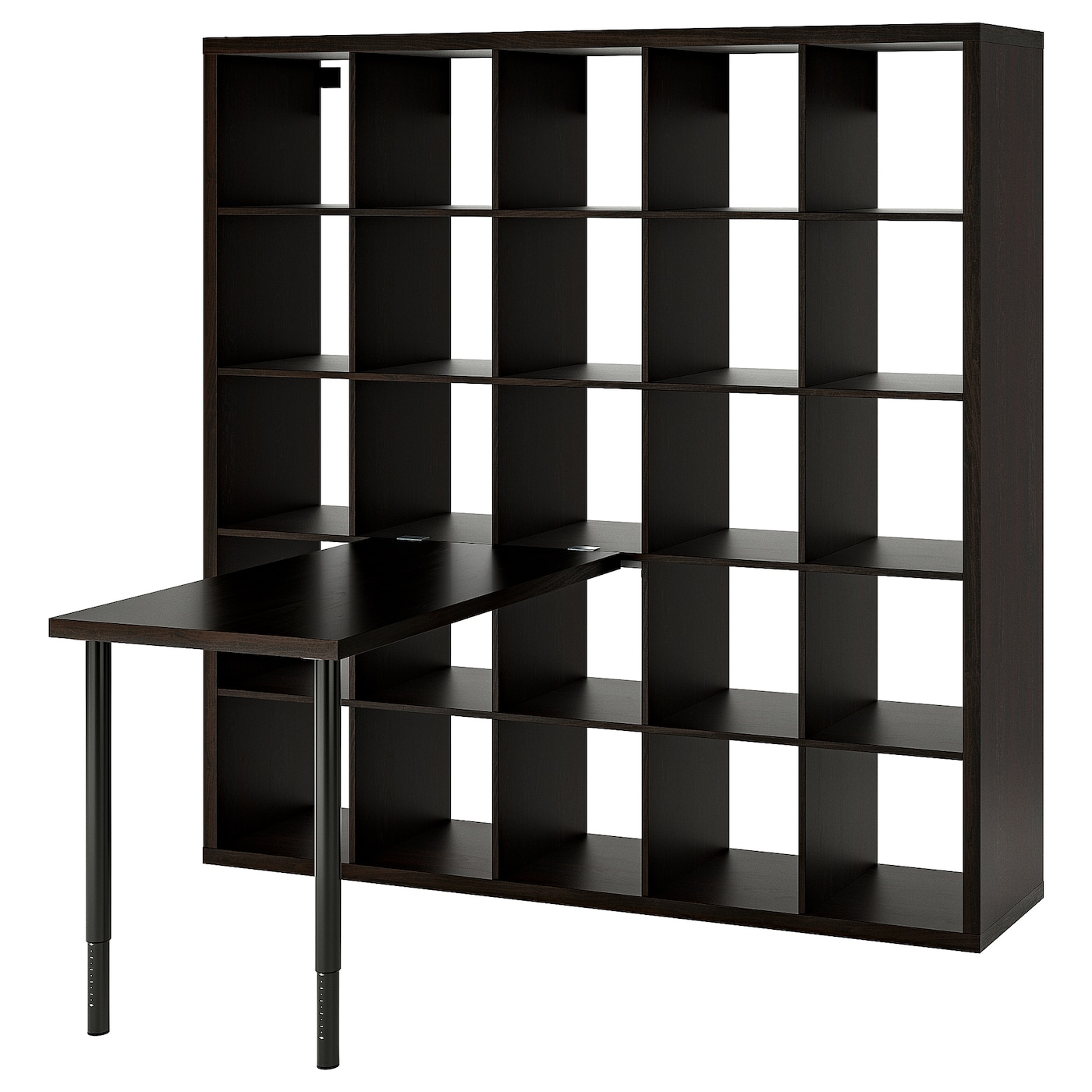 IKEA KALLAX / LINNMON biurko, czarny/czarnybrąz, 182x139x182 cm