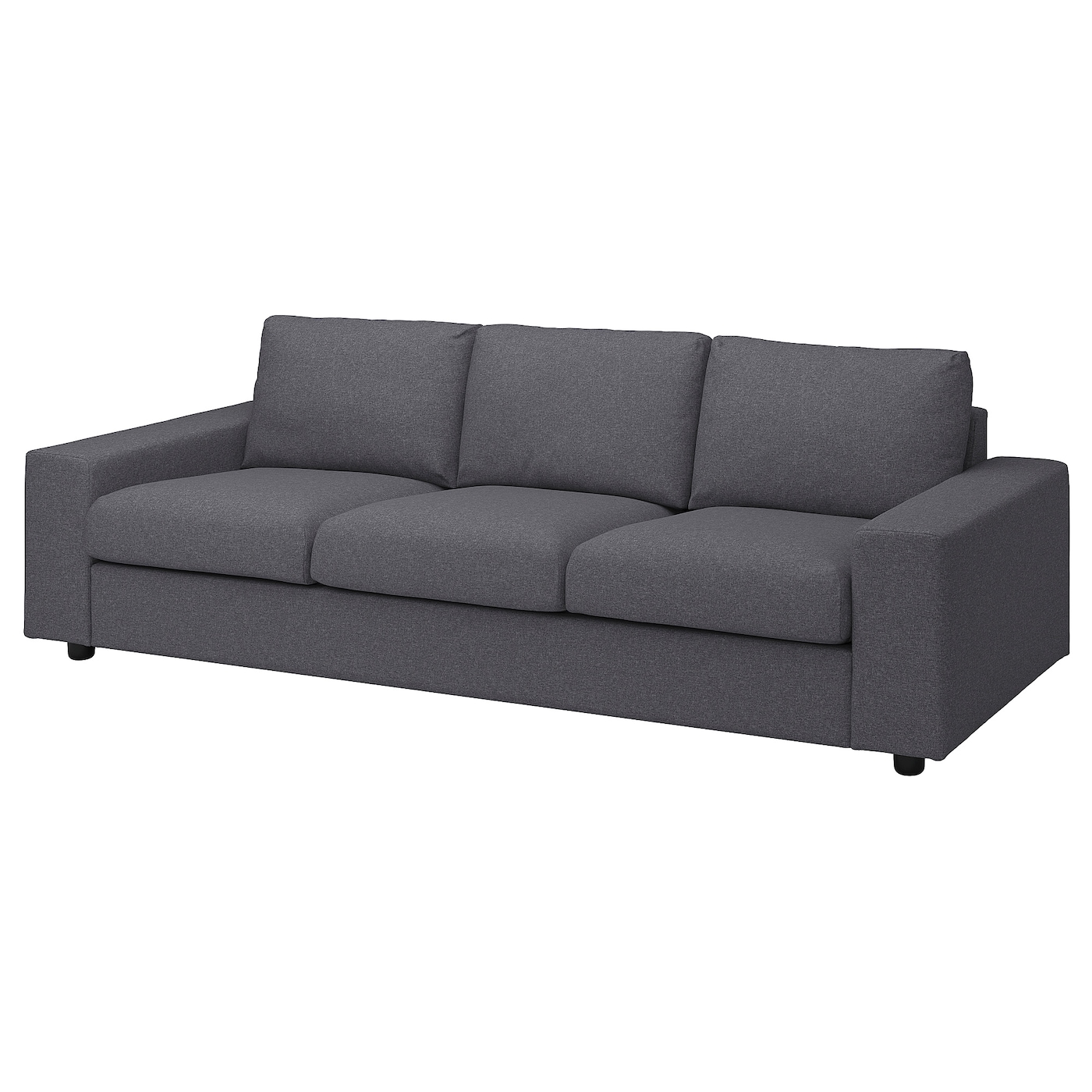 IKEA VIMLE sofa 3-osobowa, z szerokimi podłokietnikami/Gunnared średnioszary, Wysokość z poduchami oparcia: 83 cm