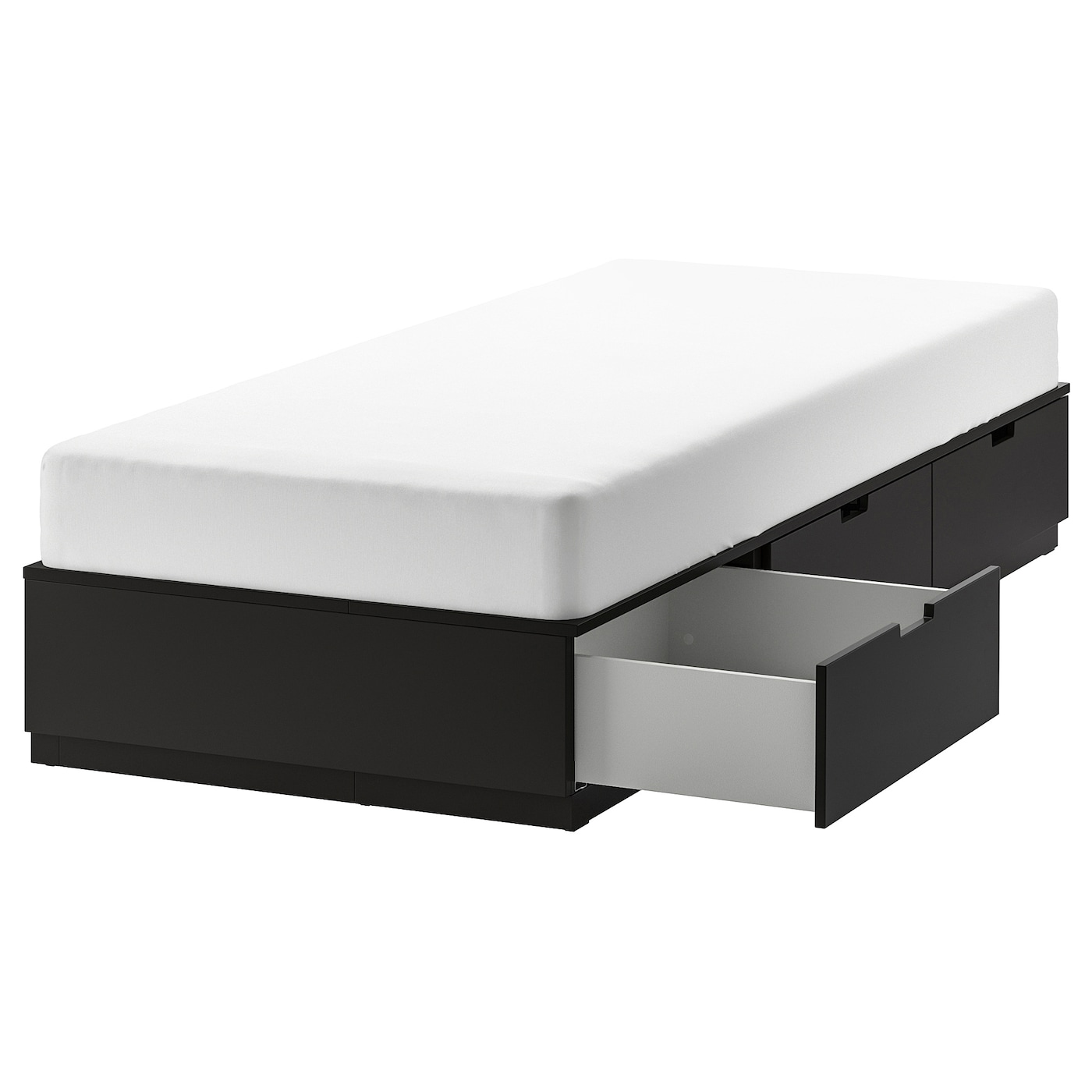 IKEA NORDLI rama łóżka z szufladami, antracyt, 90x200 cm