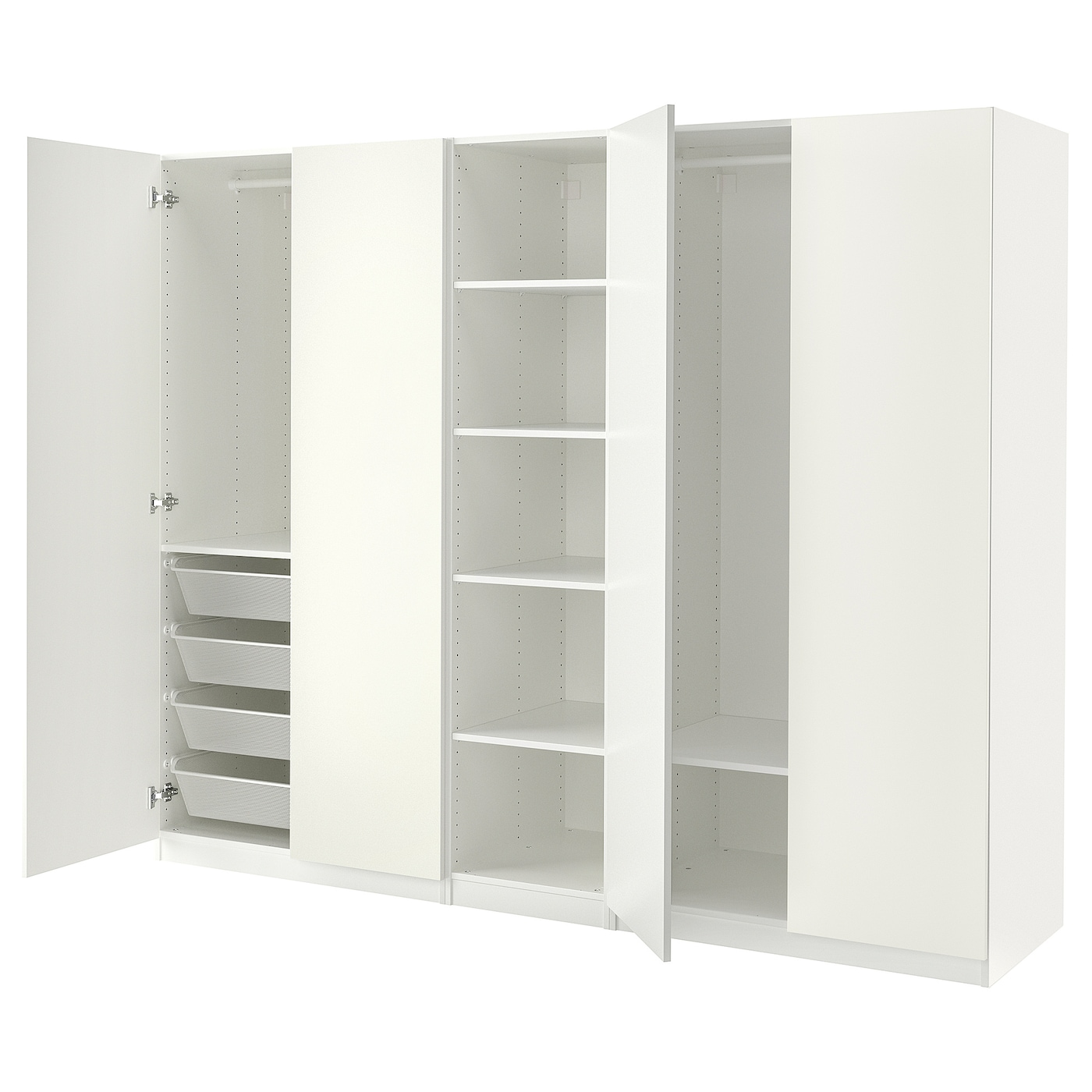 IKEA PAX / FORSAND szafa, biały/biały, 250x60x201 cm