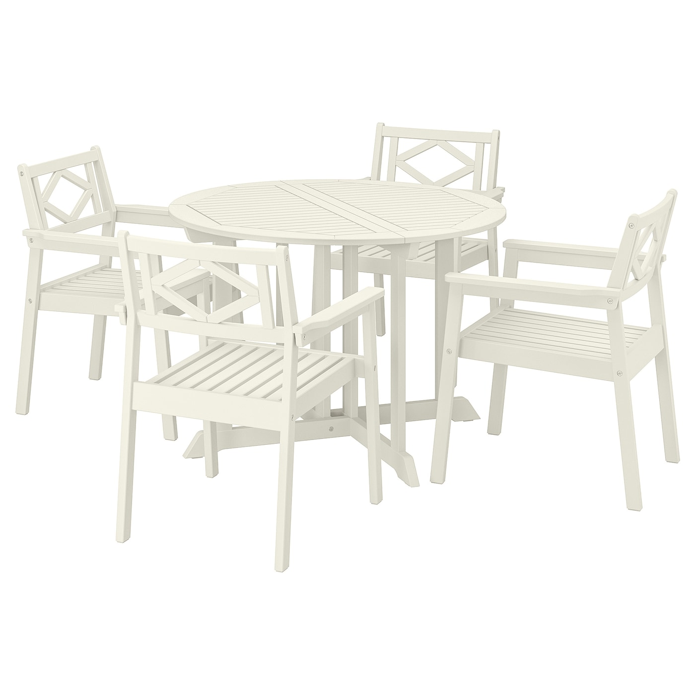 IKEA BONDHOLMEN stół+4 krzesła z podłok, na zew, Bondholmen biały/beżowy