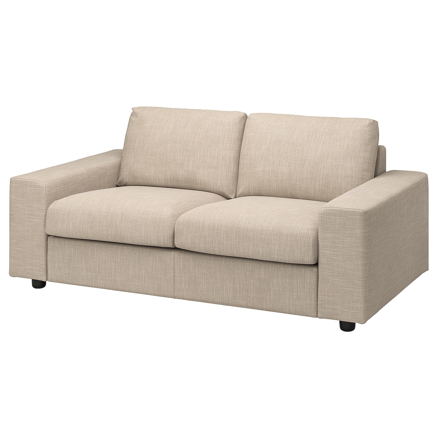 IKEA VIMLE sofa 2-osobowa, z szerokimi podłokietnikami/Hillared beżowy, Wysokość z poduchami oparcia: 83 cm