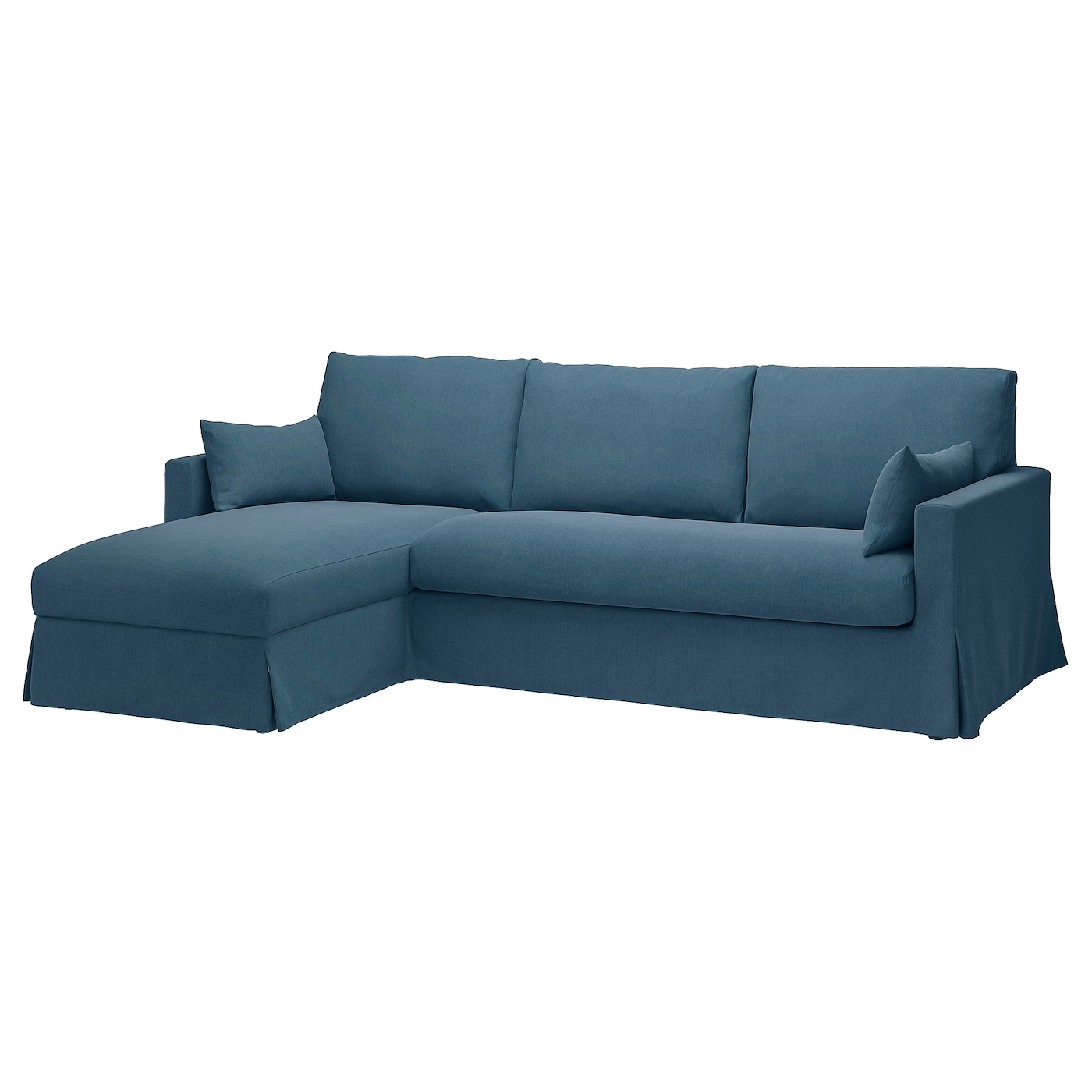 IKEA HYLTARP sofa 3o z szezlongiem, lewy, Tallmyra niebieski, Wysokość z poduchami oparcia: 91 cm