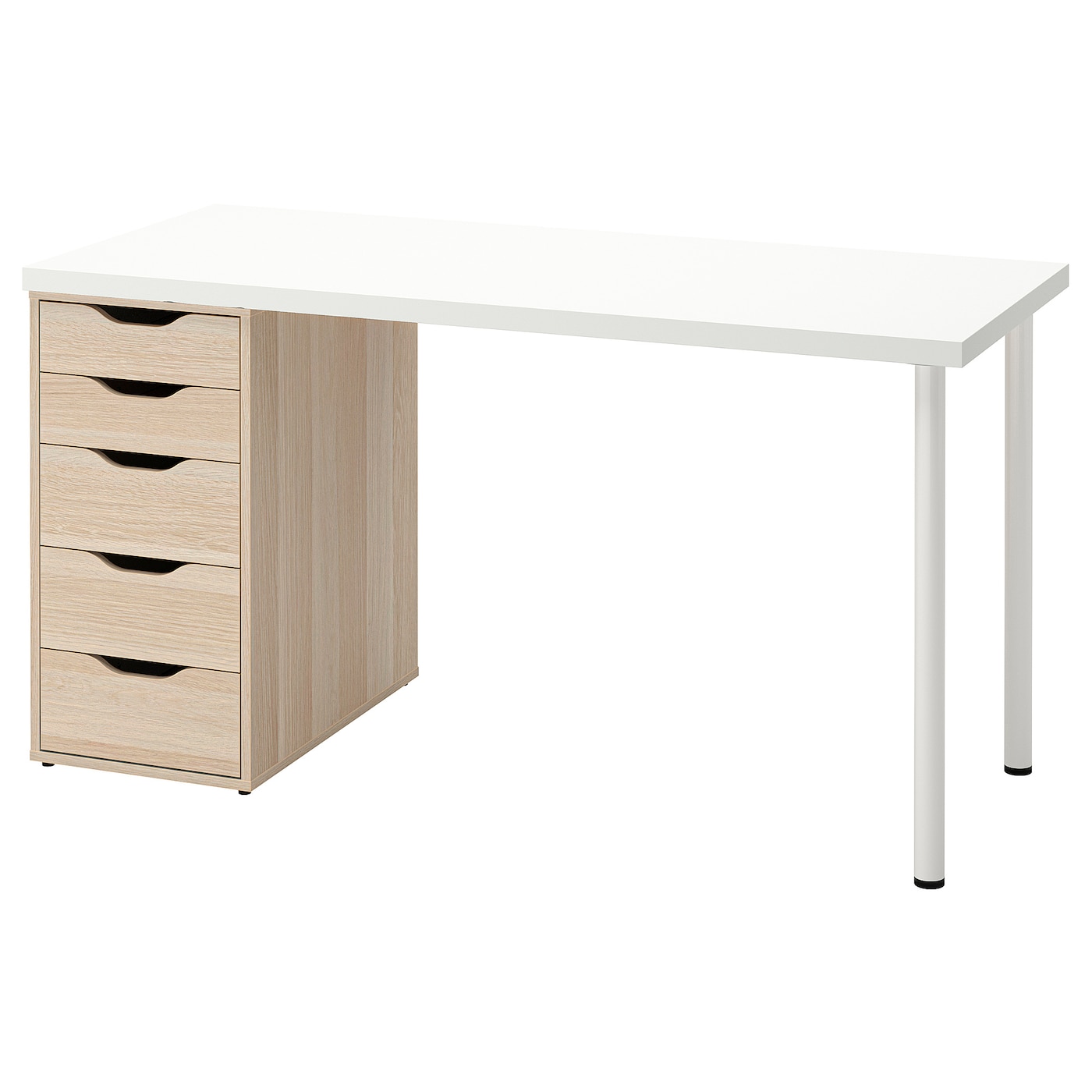 IKEA LAGKAPTEN / ALEX biurko, biały/imitacja dębu bejcowanego na biało, 140x60 cm