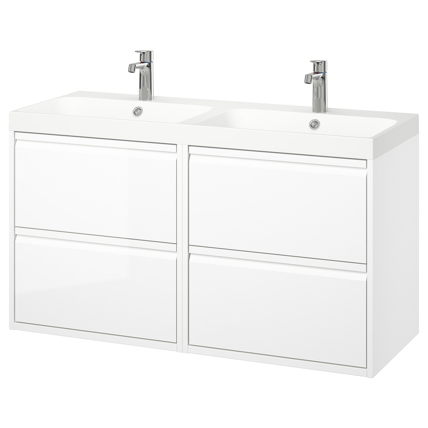 IKEA ÄNGSJÖN / BACKSJÖN szafka umywalkowa/umywalka/baterie, połysk biały, 120x49x69 cm