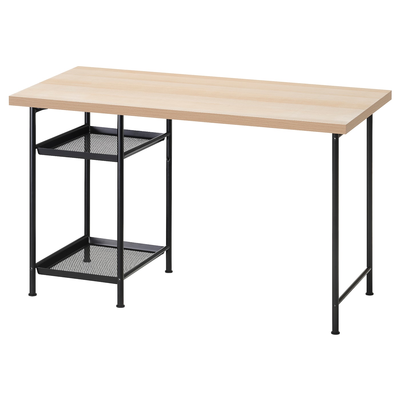IKEA LAGKAPTEN / SPÄND biurko, imitacja dębu bejcowanego na biało/czarny, 120x60 cm